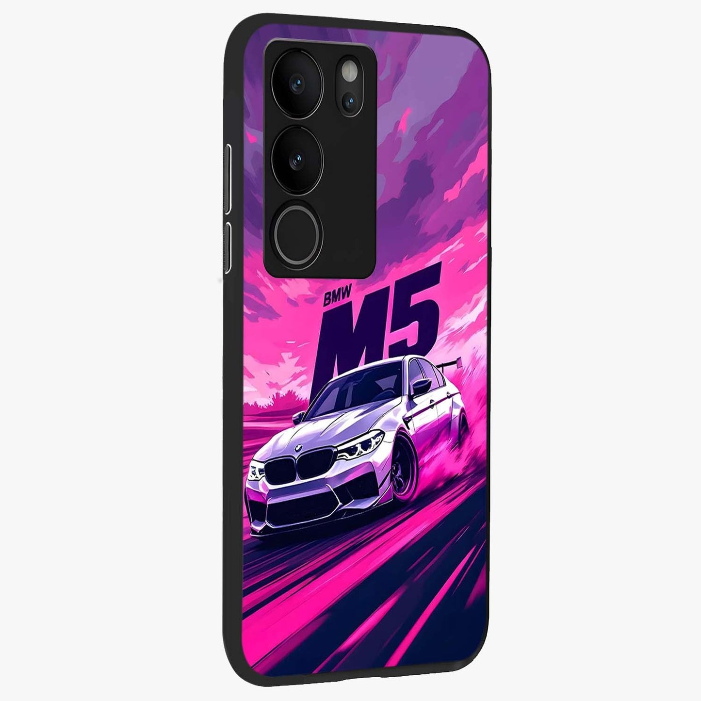 Velocity Drift Pulse Glass Case upright view showcasing powerful racing artwork with energetic motorsport theme.