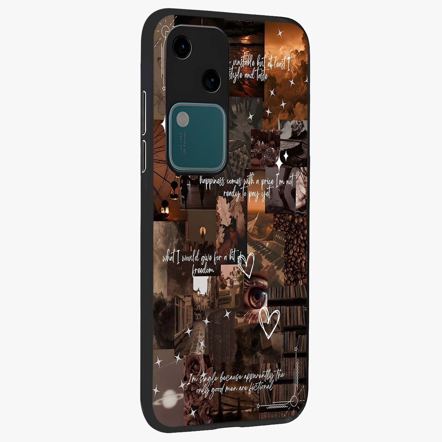 Bittersweet Aesthetic Chaos Glass Case upright view showcasing bold artistic chaos design with modern aesthetic style.