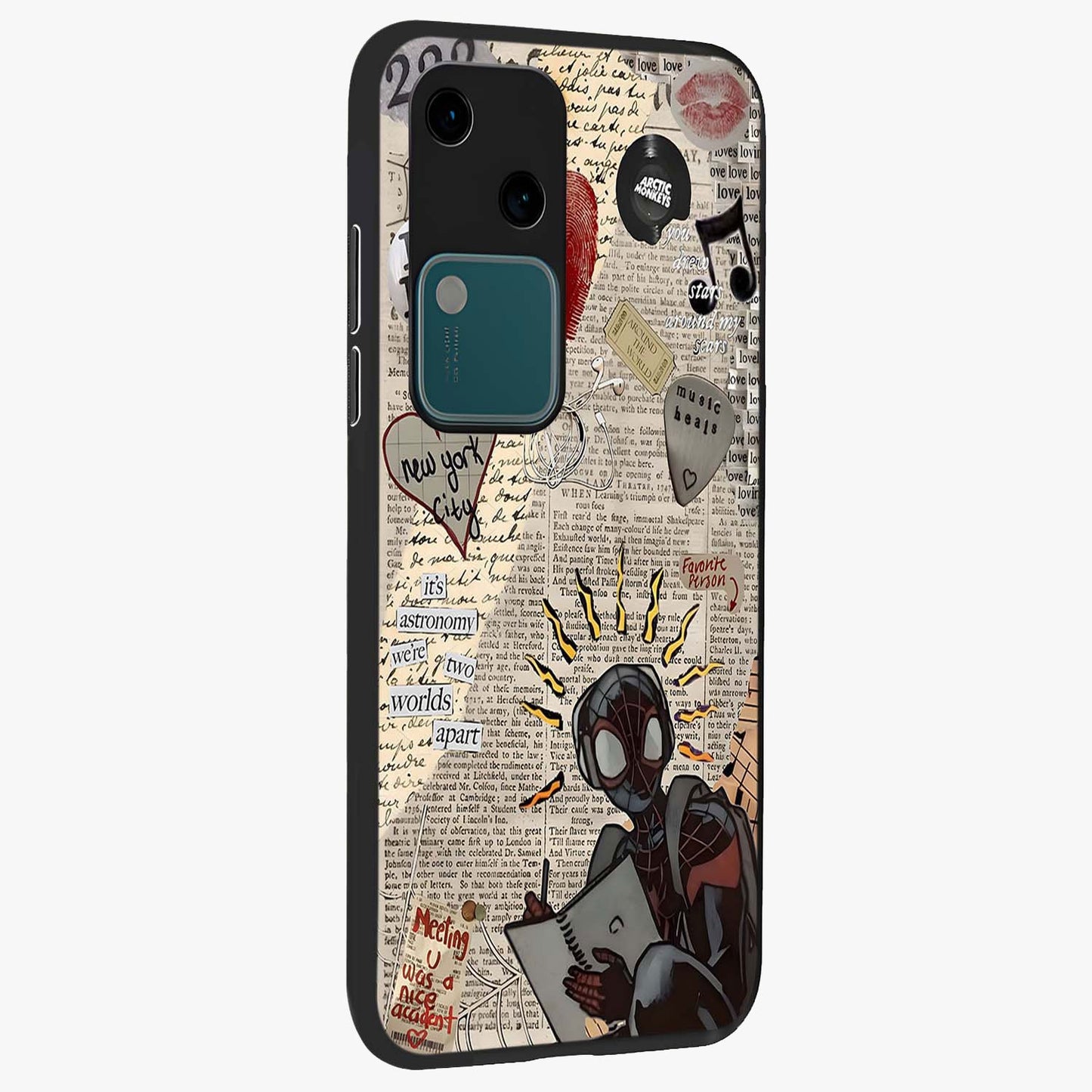 City Dream Sketch Glass Case upright view showcasing urban skyline artwork with stylish hand drawn design.