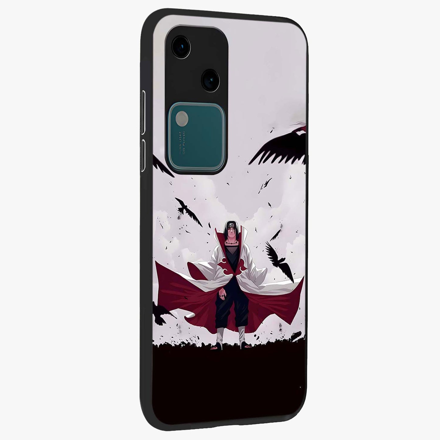 Crimson Crow Ascension Glass Case upright view showcasing dramatic crow artwork with bold gothic theme.