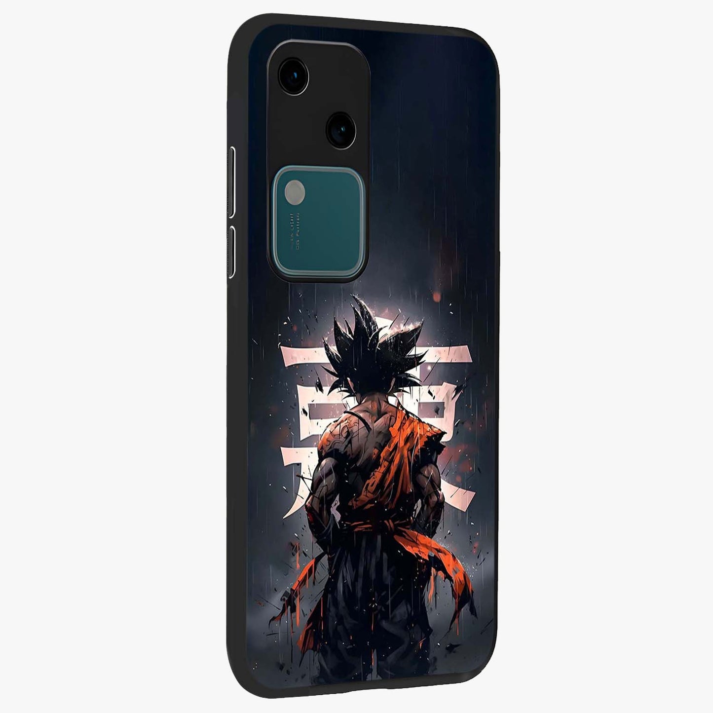 Dark Warrior In Rain Glass Case upright view showcasing powerful rainy battle scene with intense cinematic style.