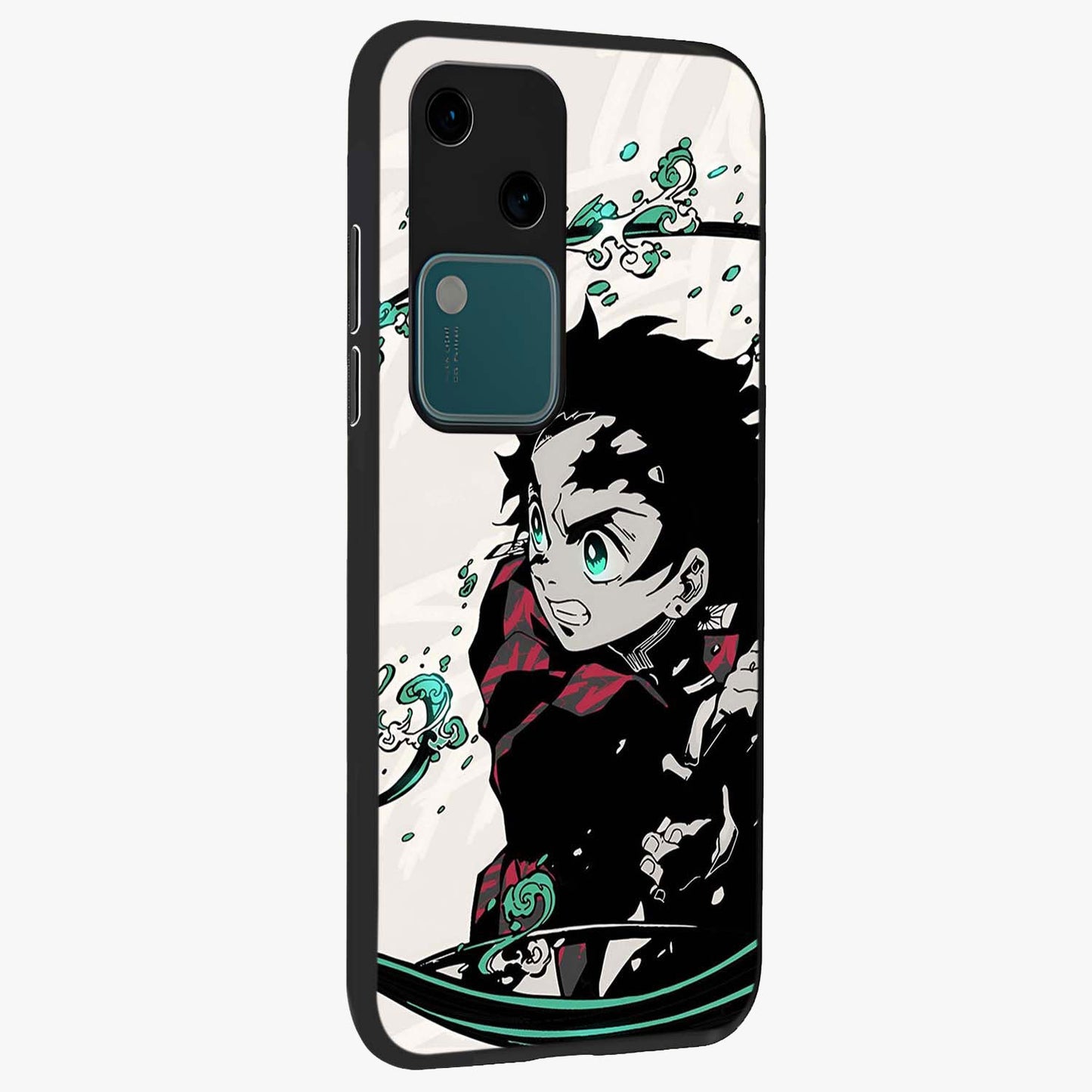 Demon Slayer Glass Case upright view showcasing powerful anime artwork with intense warrior theme.