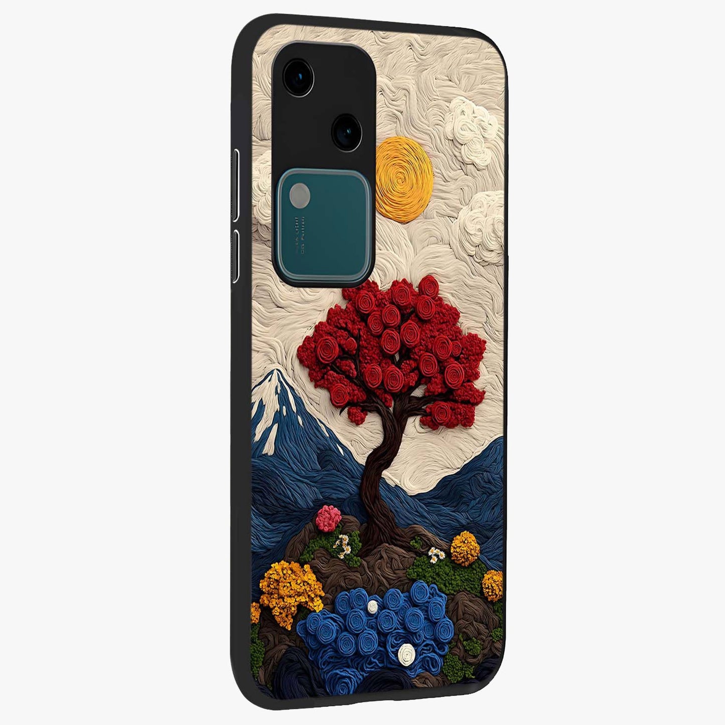 Eternal Nature Tapestry Glass Case upright view showcasing elegant nature tapestry design with decorative style.