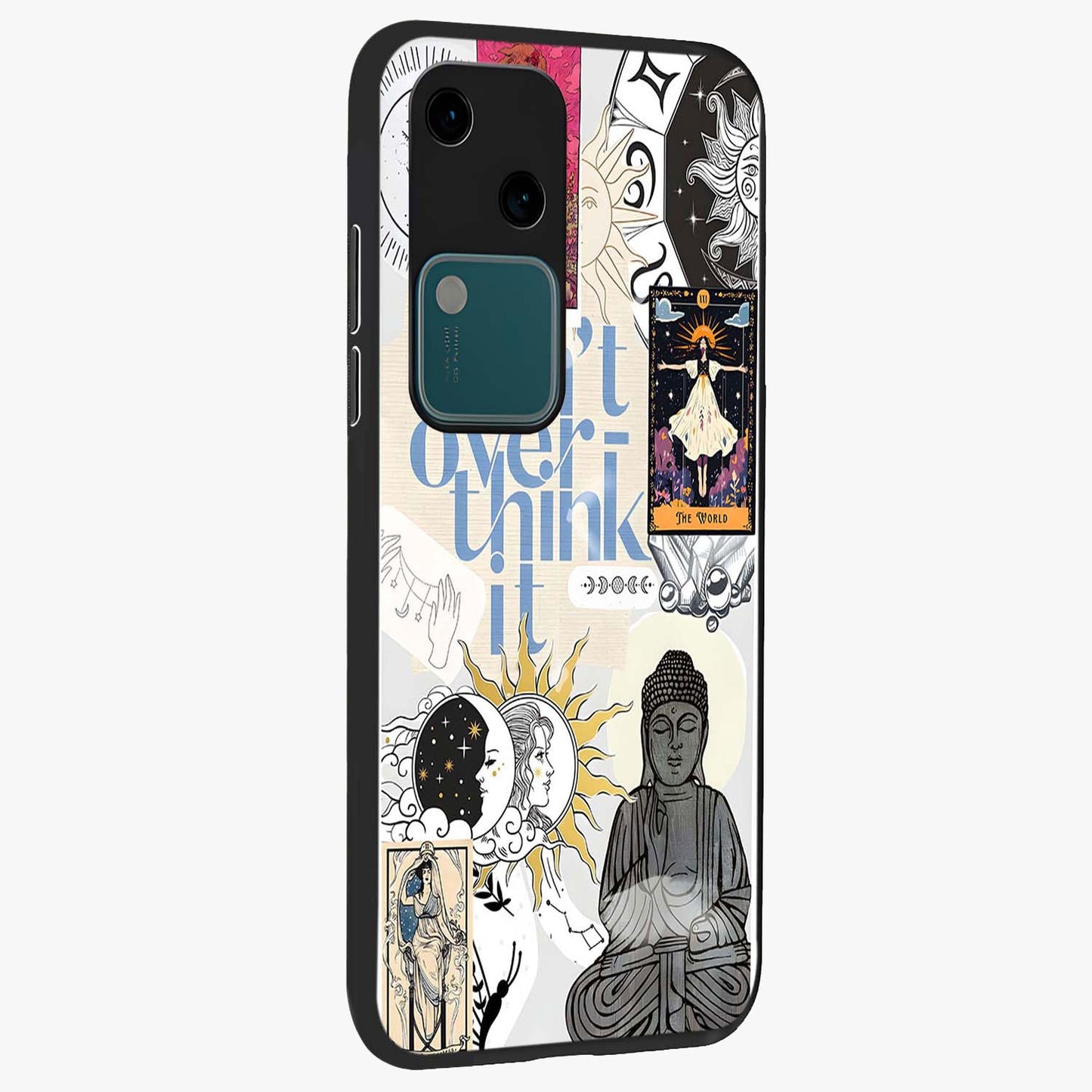 Ethereal Thoughts Glass Case upright view showcasing delicate artistic composition with peaceful dreamy theme.
