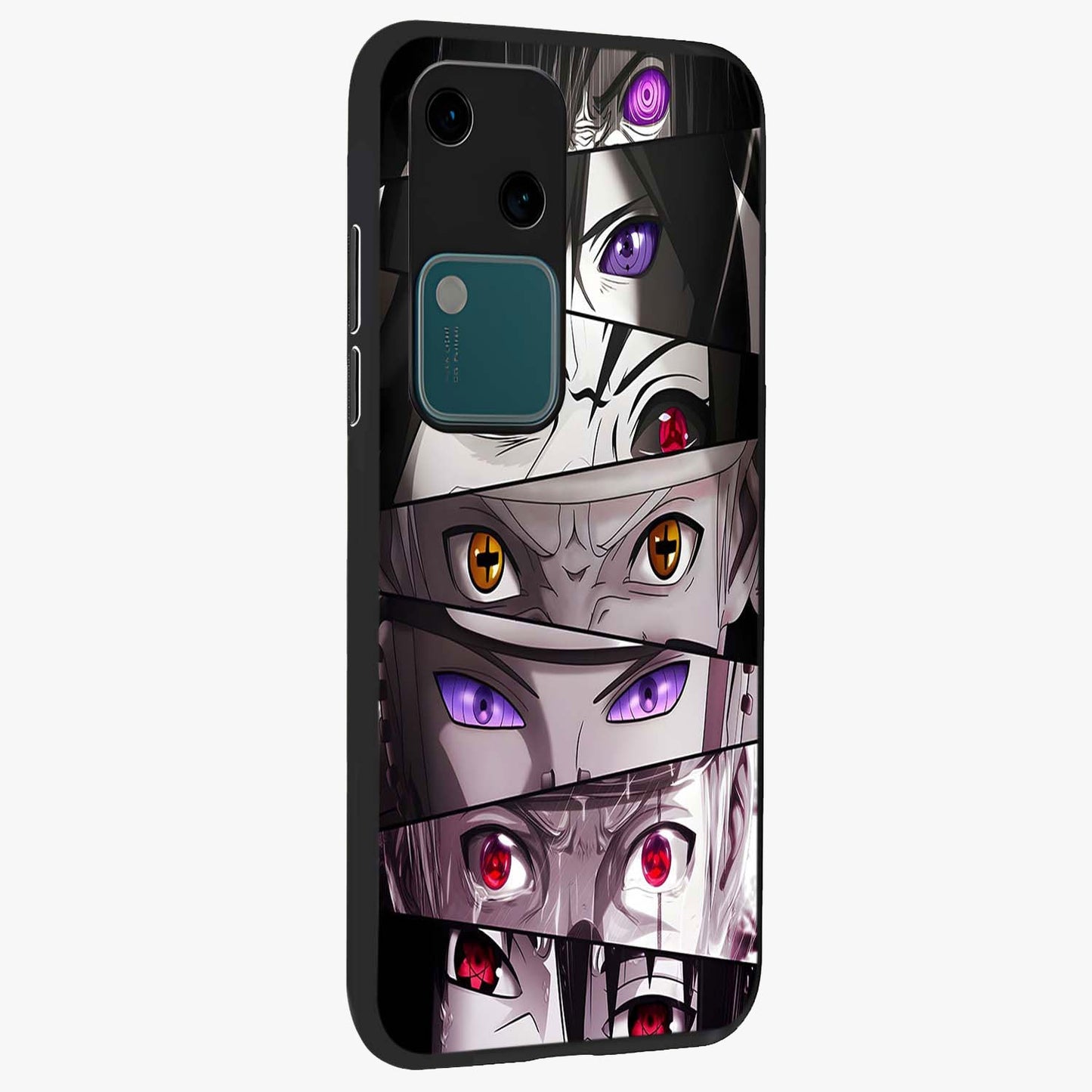 Eyes of Destiny Glass Case upright view showcasing symbolic eye artwork with dramatic artistic theme.