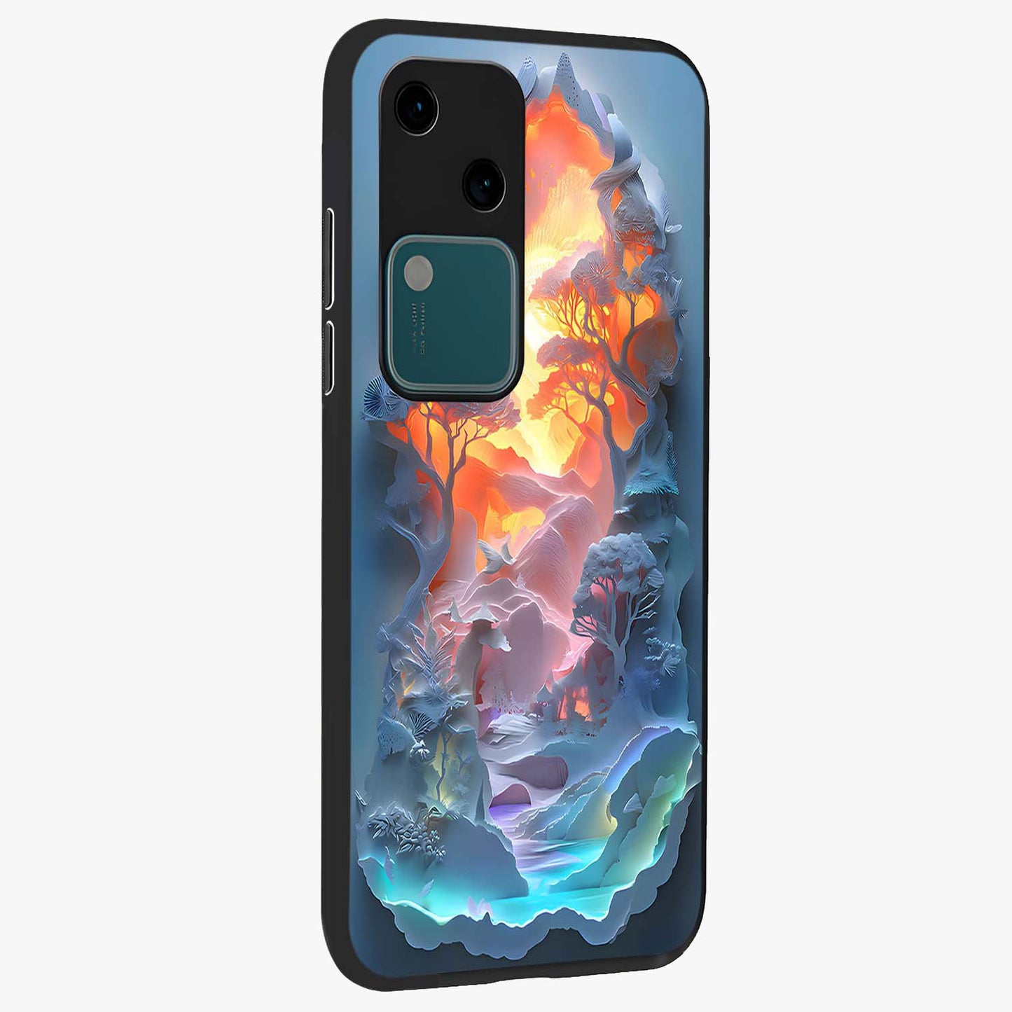 Glow Forest Portal Glass Case upright view showcasing enchanted forest portal artwork with fantasy nature theme.