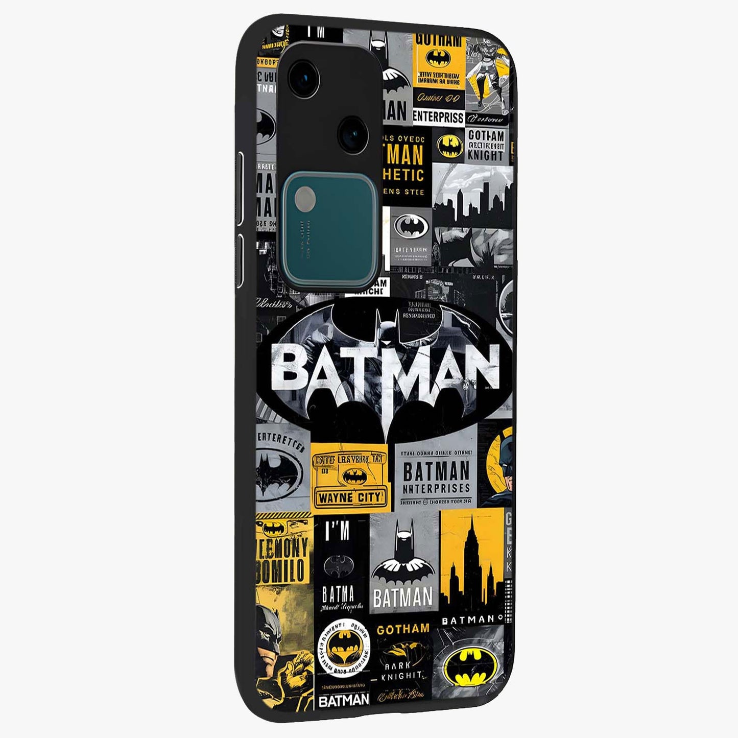 Knight Gotham Rise Glass Case upright view showcasing bold vigilante themed artwork with gothic city vibe.