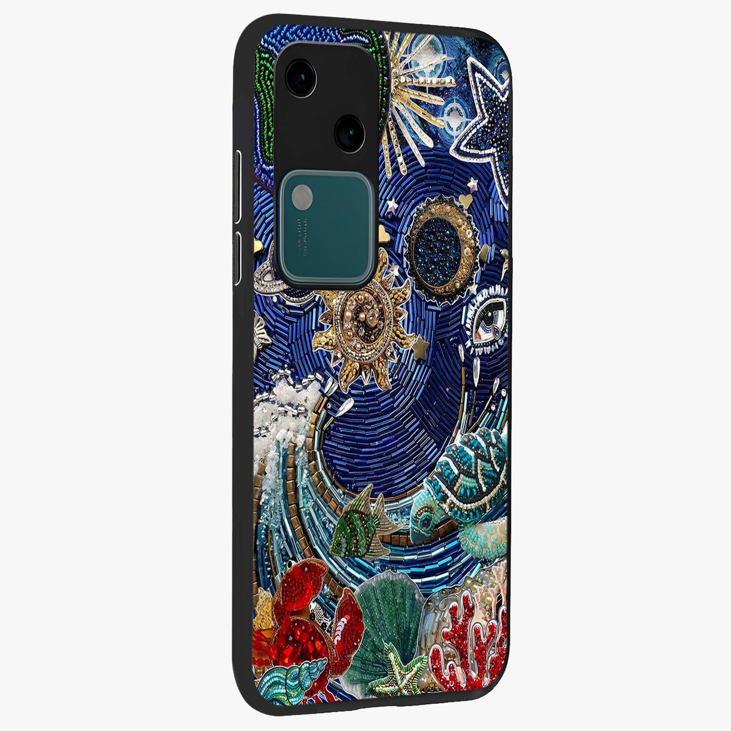 Universe Underwater Spark Glass Case upright view showcasing magical underwater galaxy artwork with vibrant cosmic theme.