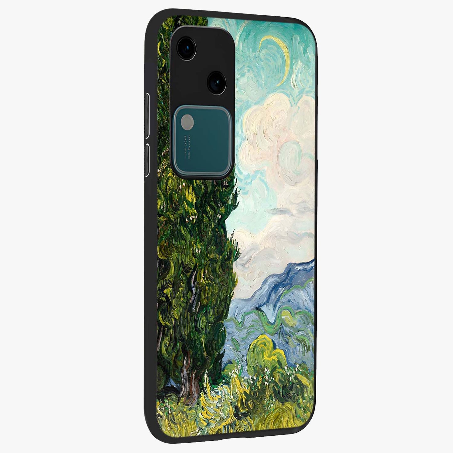 Van Gogh Vintage Art Glass Case upright view showcasing elegant vintage painting artwork with artistic heritage theme.