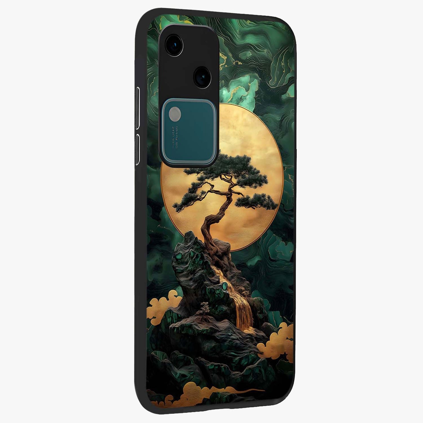 Zen Moon Rise Glass Case upright view showcasing serene moon artwork with tranquil night theme.