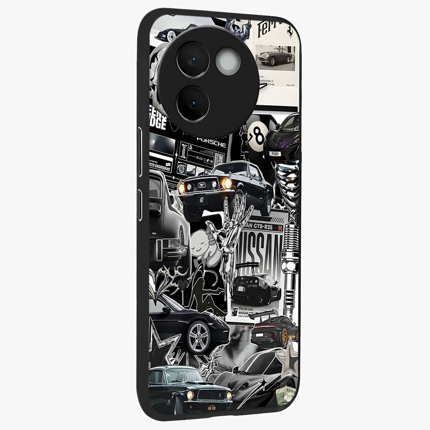Aesthetic Dark Love Glass Case upright view showcasing dramatic romantic artwork with modern aesthetic style.