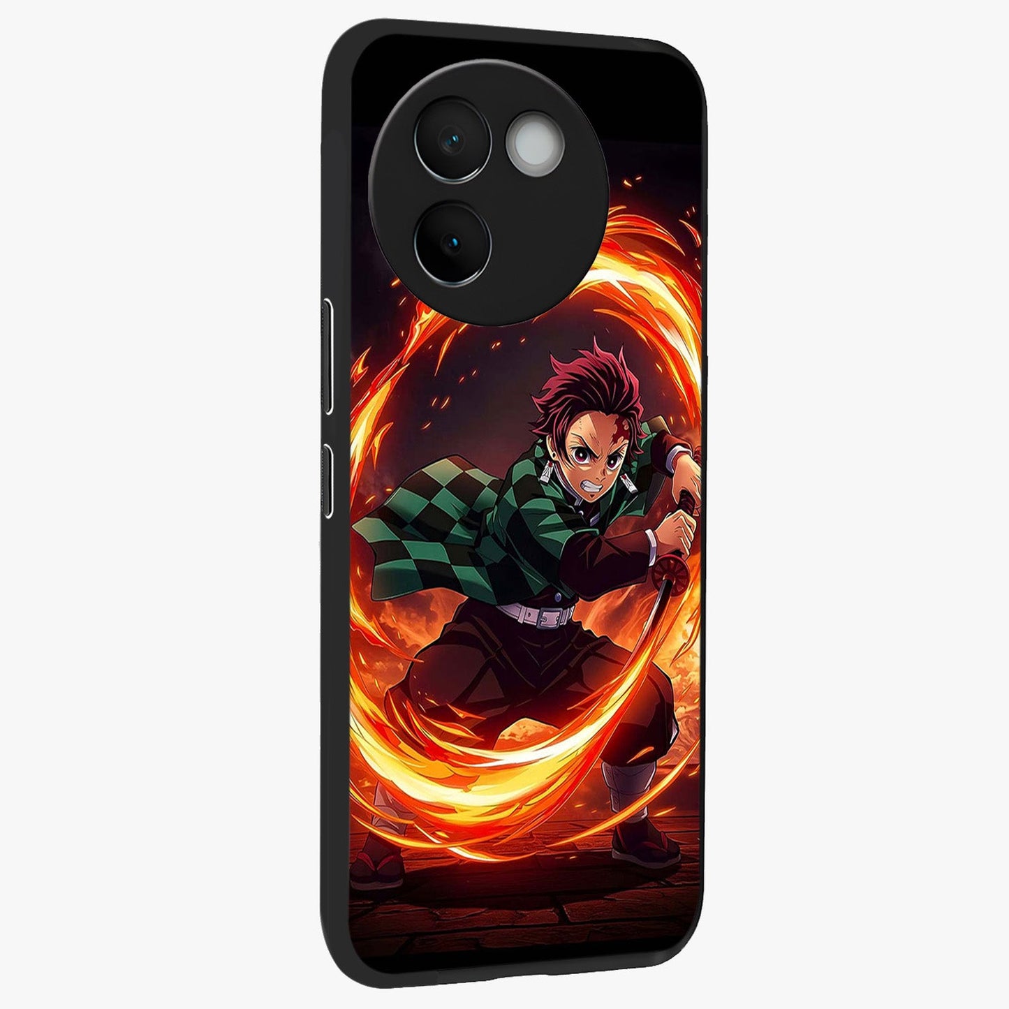 Blazing Sword Resolve Glass Case upright view showcasing dramatic warrior inspired artwork with intense visual style.