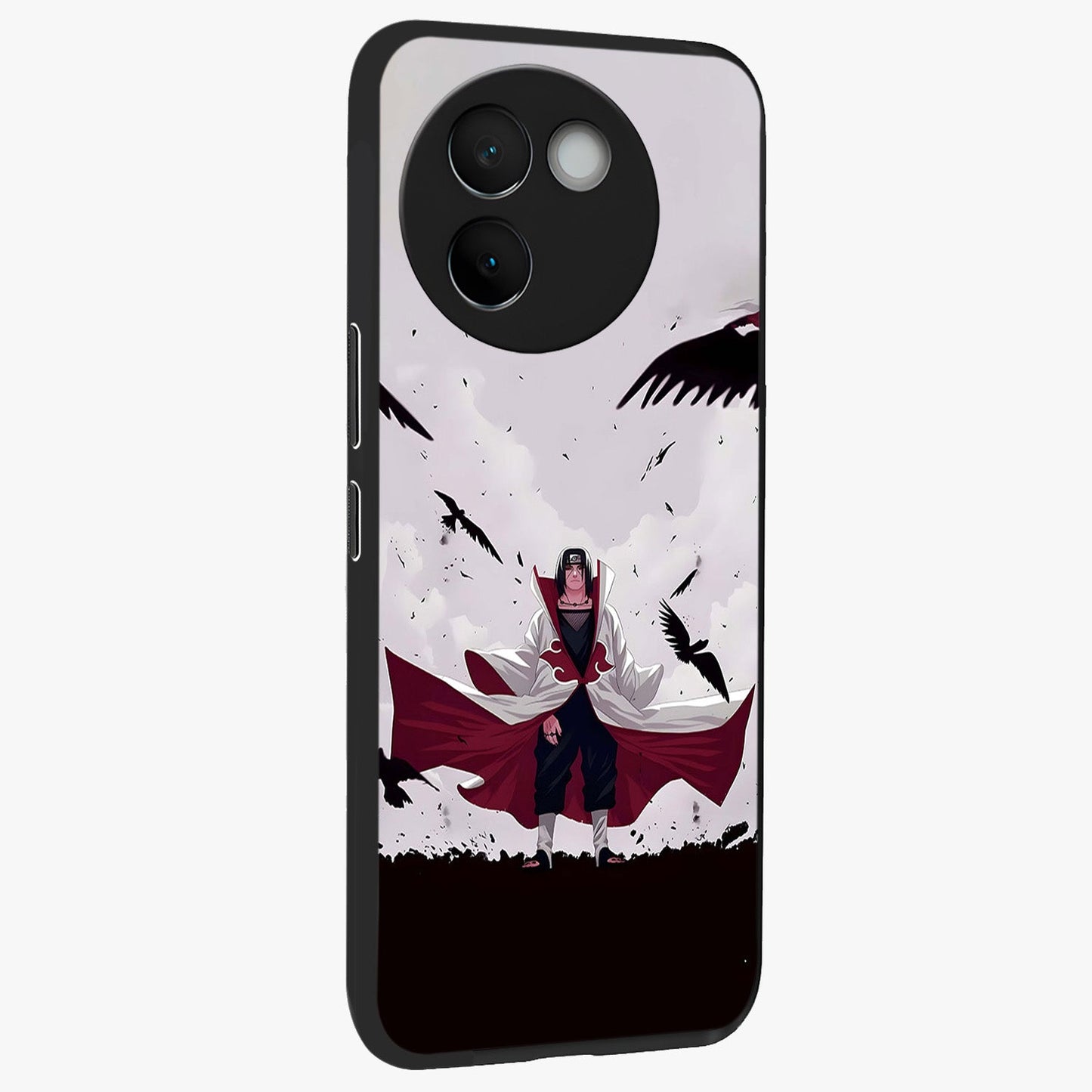 Crimson Crow Ascension Glass Case upright view showcasing dramatic crow artwork with bold gothic theme.