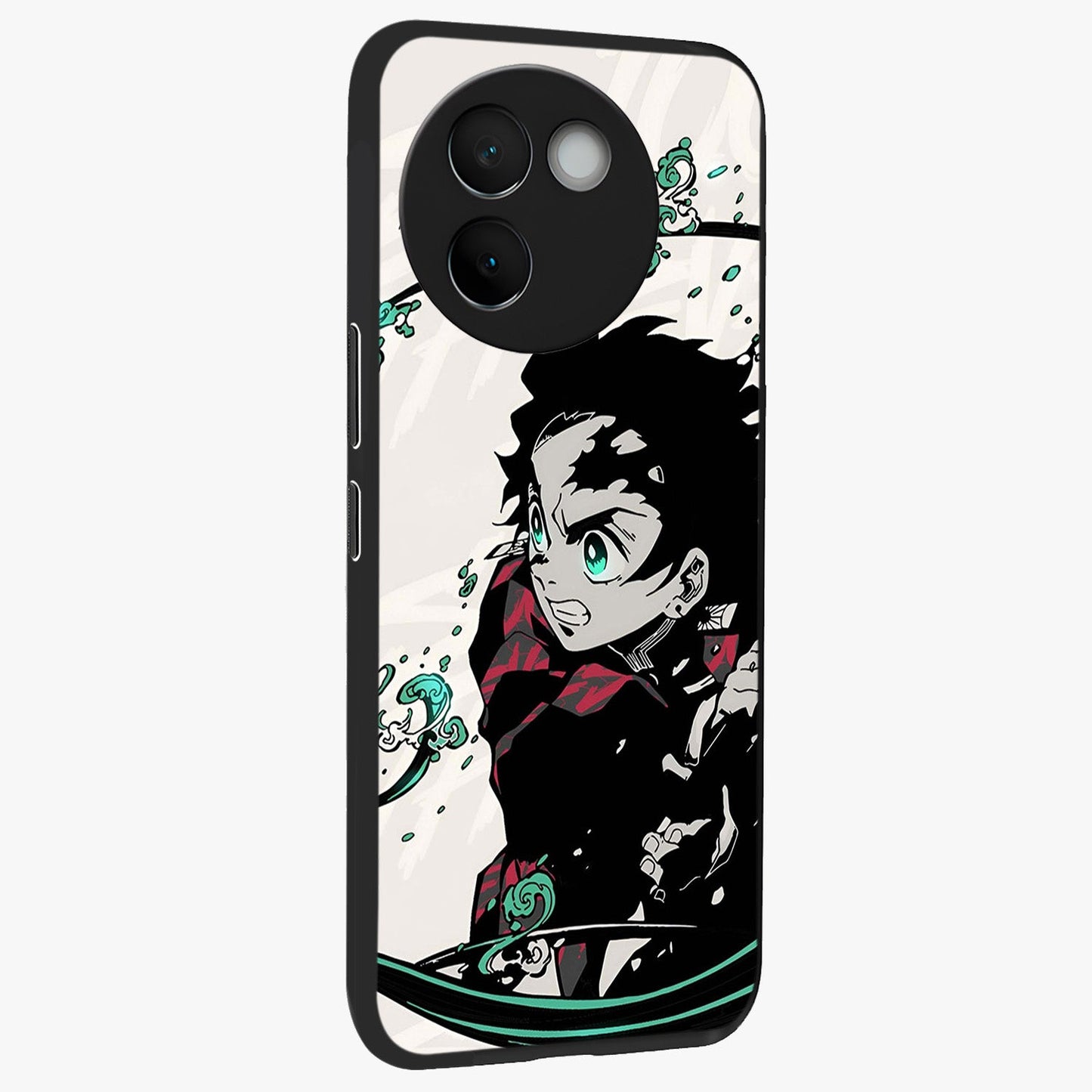 Demon Slayer Glass Case upright view showcasing powerful anime artwork with intense warrior theme.