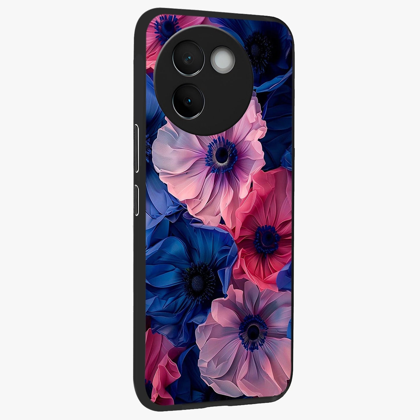 Flower Paper Art Pattern Glass Case upright view showcasing decorative paper floral artwork with creative craft style.