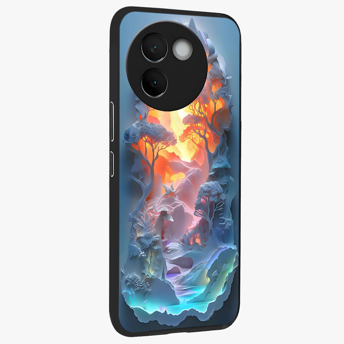 Glow Forest Portal Glass Case upright view showcasing enchanted forest portal artwork with fantasy nature theme.