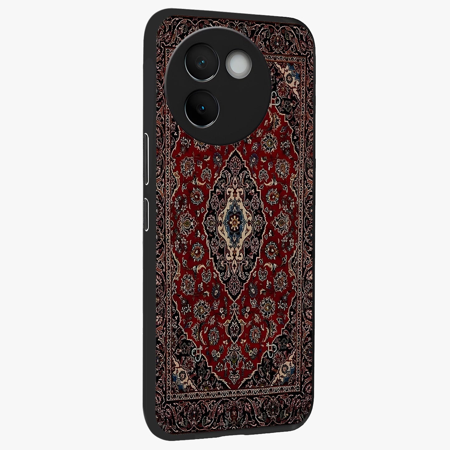 Heritage Carpet Royale Glass Case upright view showcasing detailed ornamental artwork with luxurious traditional theme.