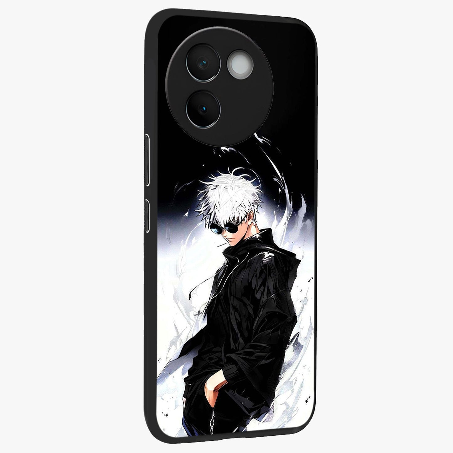 Limitless Shadow King Glass Case upright view showcasing bold shadow warrior artwork with epic fantasy theme.