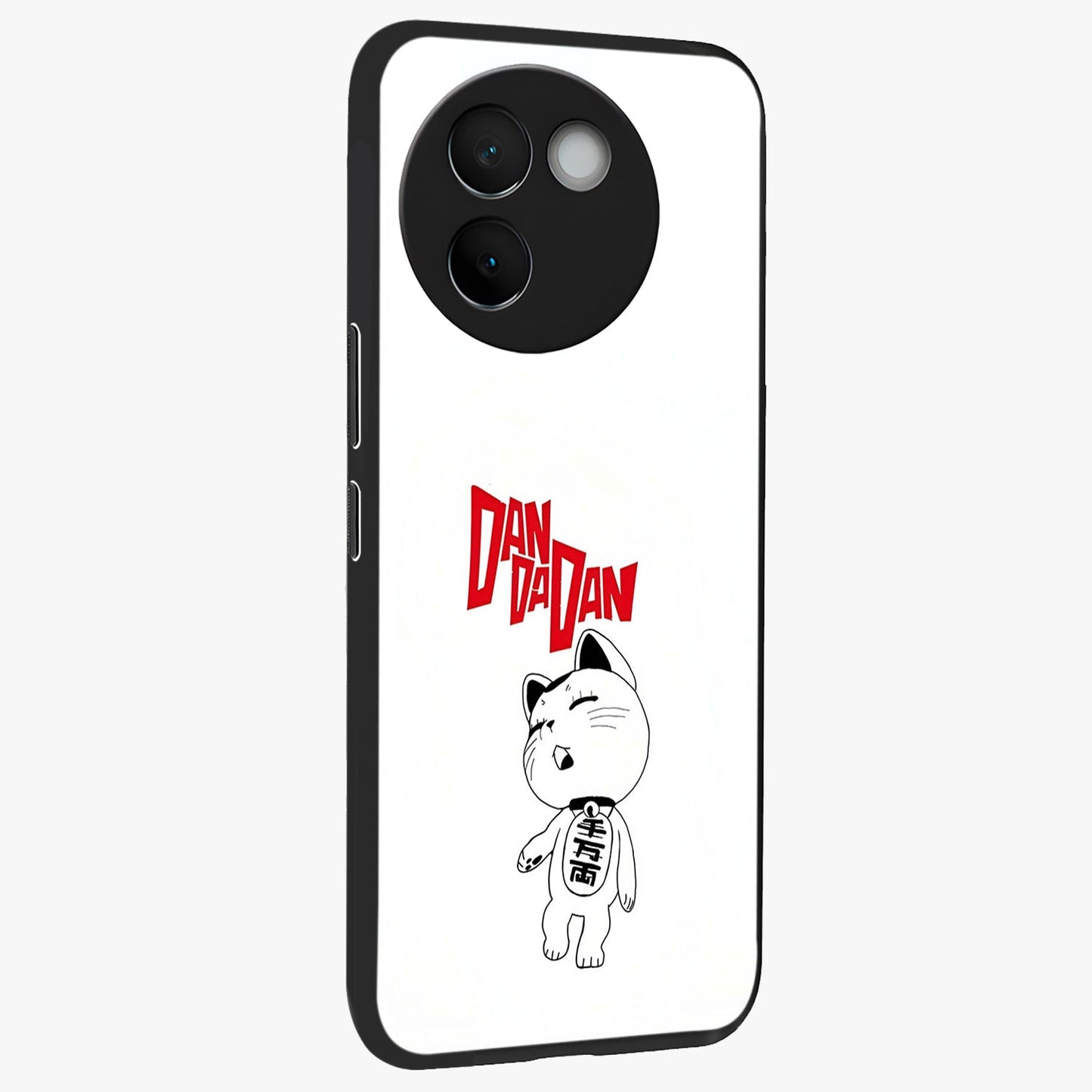 Playful Spirit Charm Glass Case upright view showcasing vibrant charm artwork with fun artistic theme.