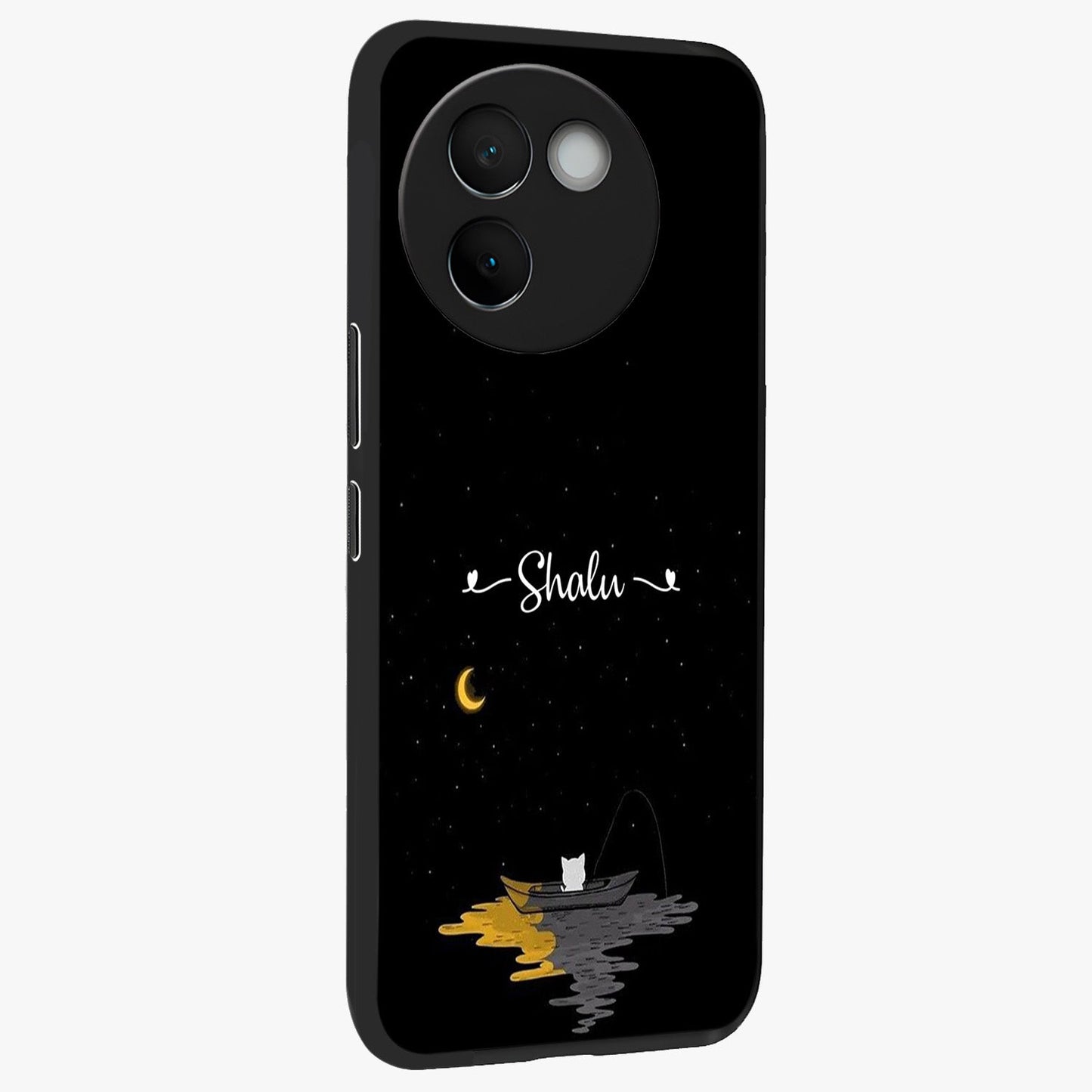 Silent Night Row Glass Case upright view showcasing tranquil night artwork with serene landscape theme.
