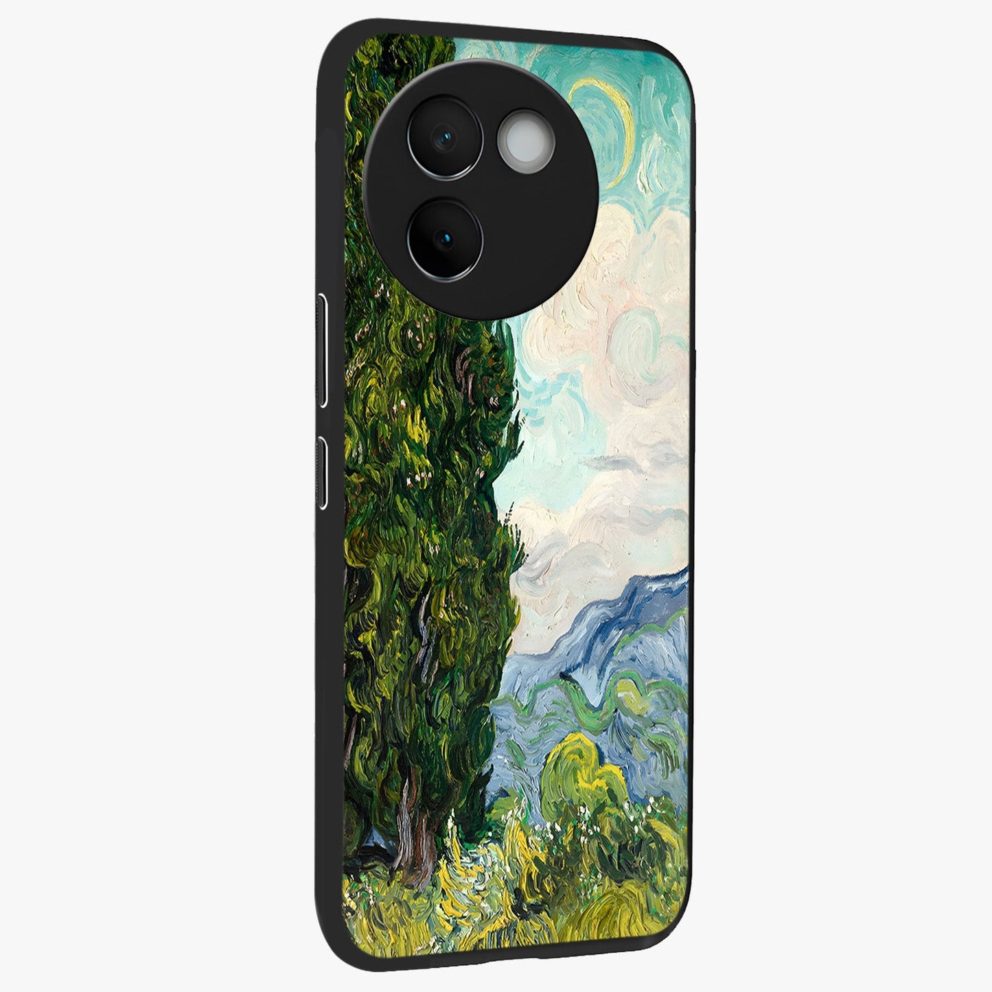 Van Gogh Vintage Art Glass Case upright view showcasing elegant vintage painting artwork with artistic heritage theme.