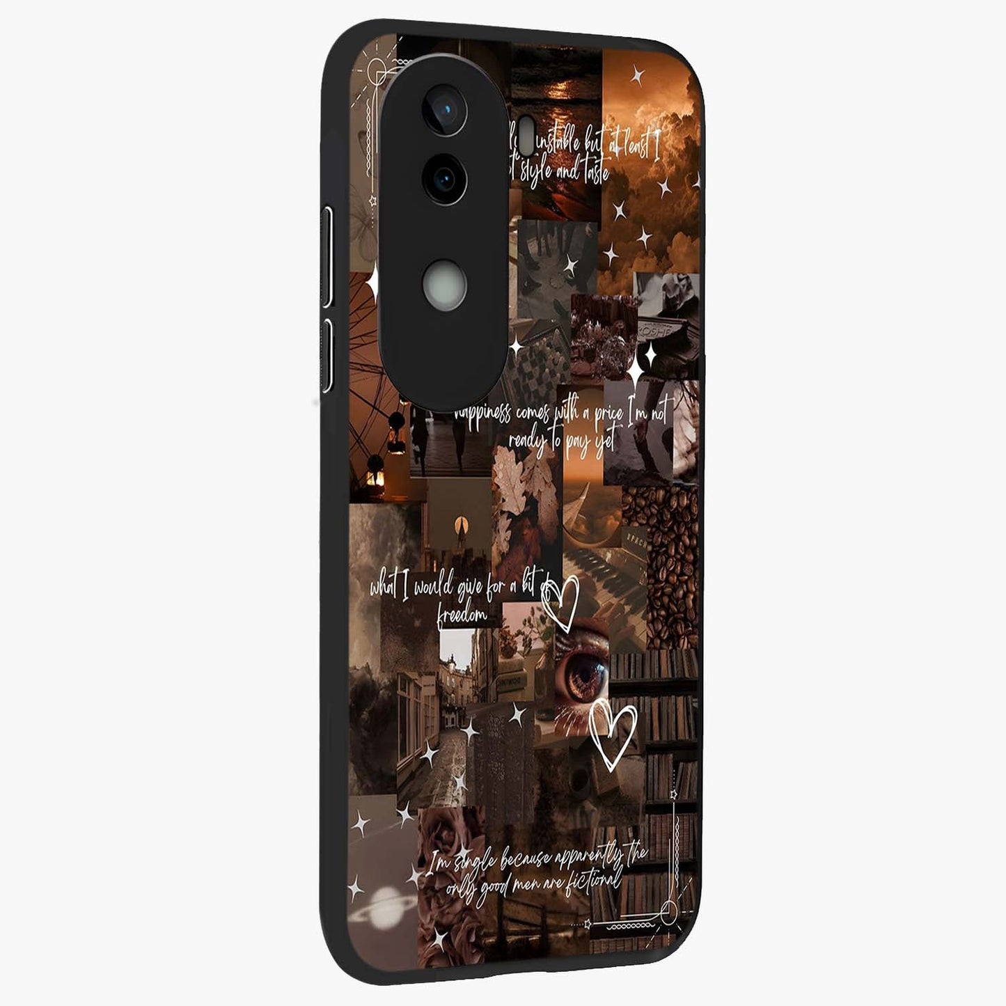 Bittersweet Aesthetic Chaos Glass Case upright view showcasing bold artistic chaos design with modern aesthetic style.