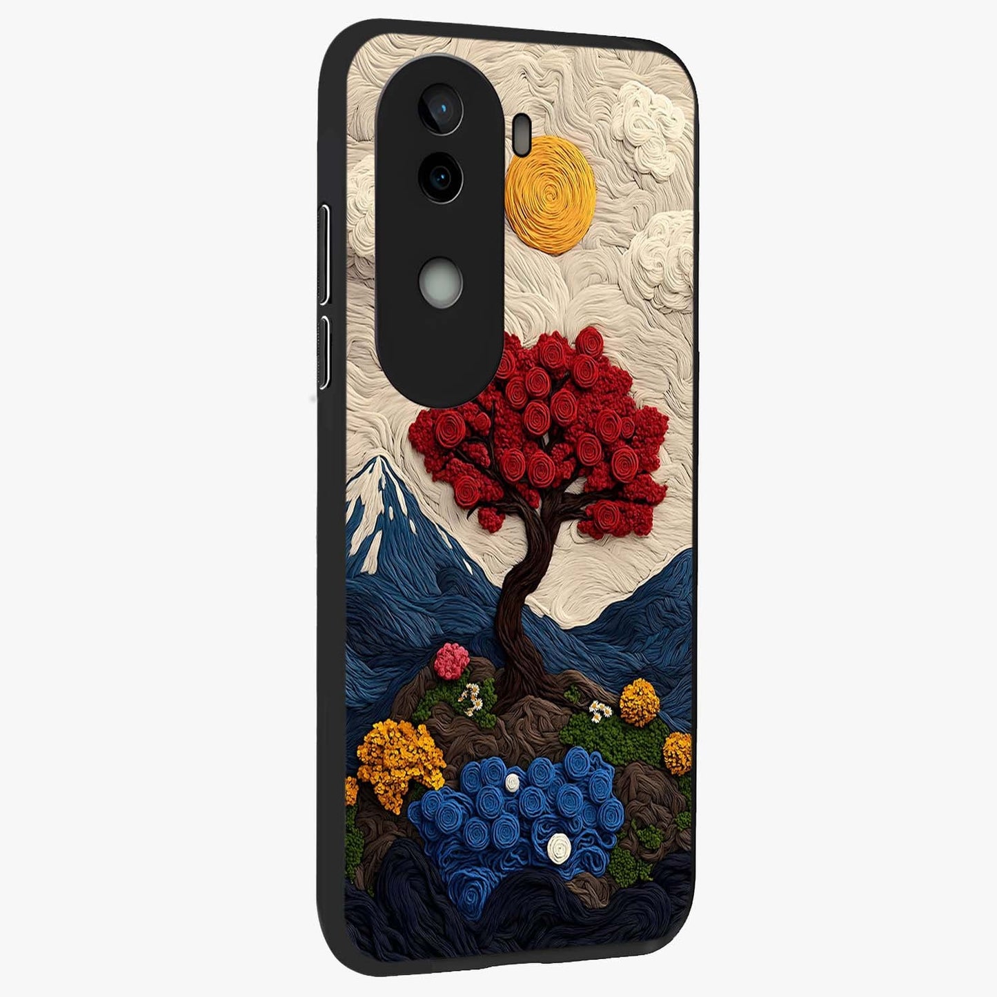 Eternal Nature Tapestry Glass Case upright view showcasing elegant nature tapestry design with decorative style.