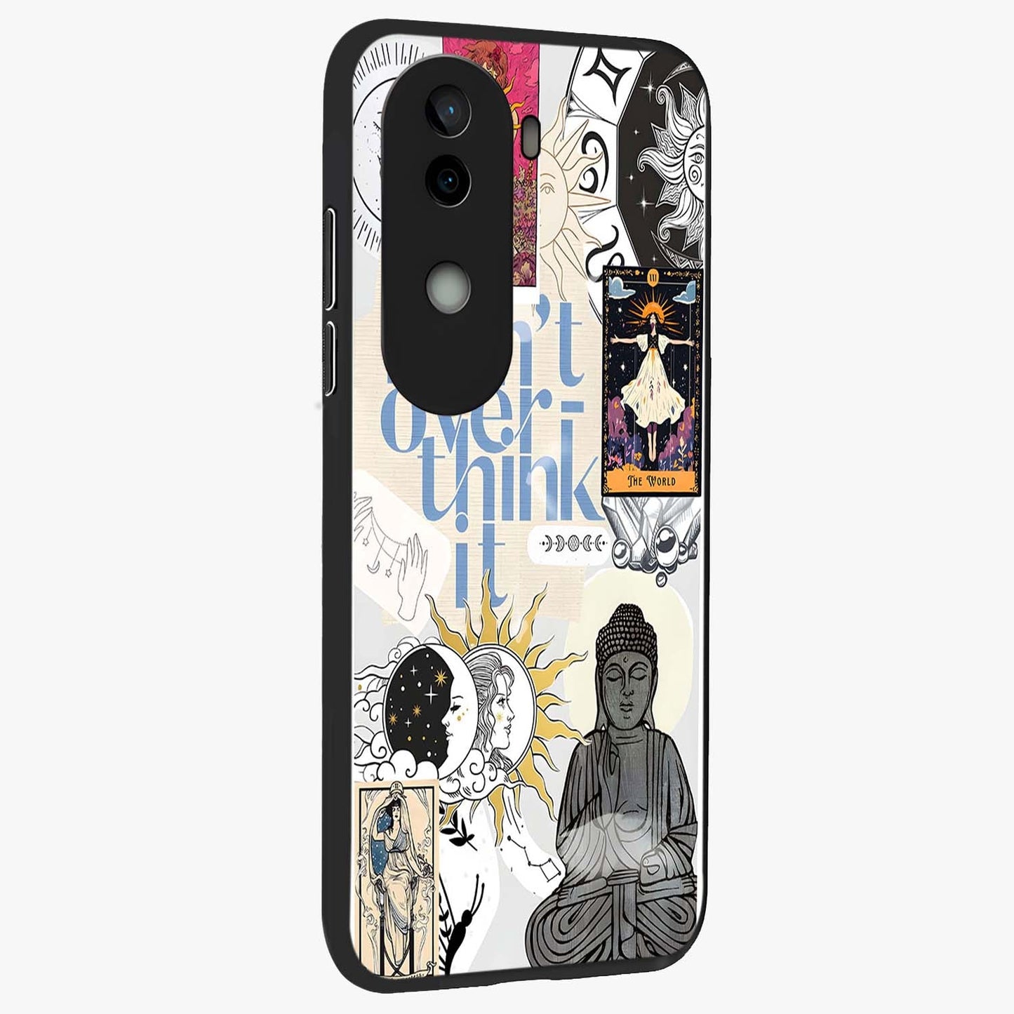 Ethereal Thoughts Glass Case upright view showcasing delicate artistic composition with peaceful dreamy theme.