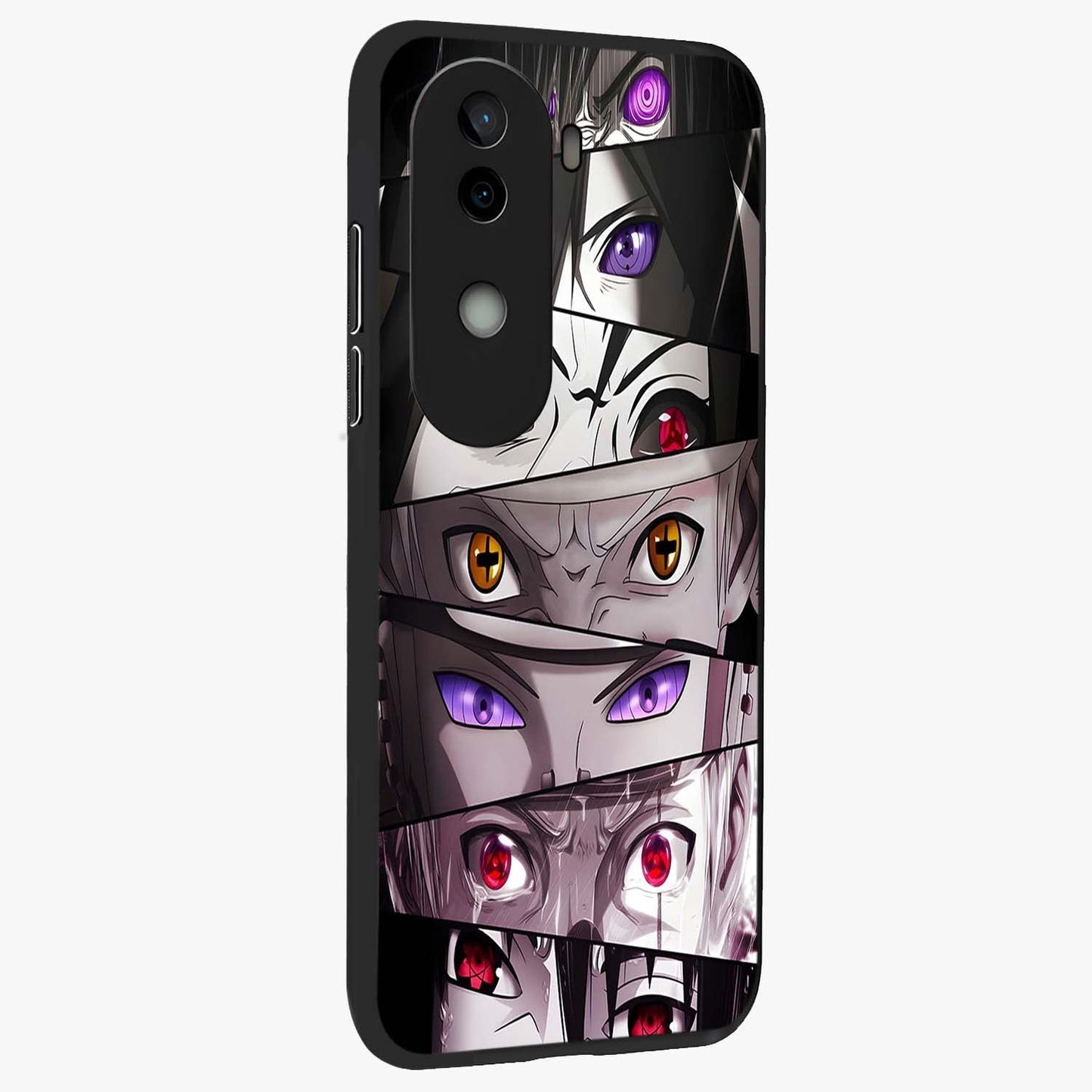 Eyes of Destiny Glass Case upright view showcasing symbolic eye artwork with dramatic artistic theme.