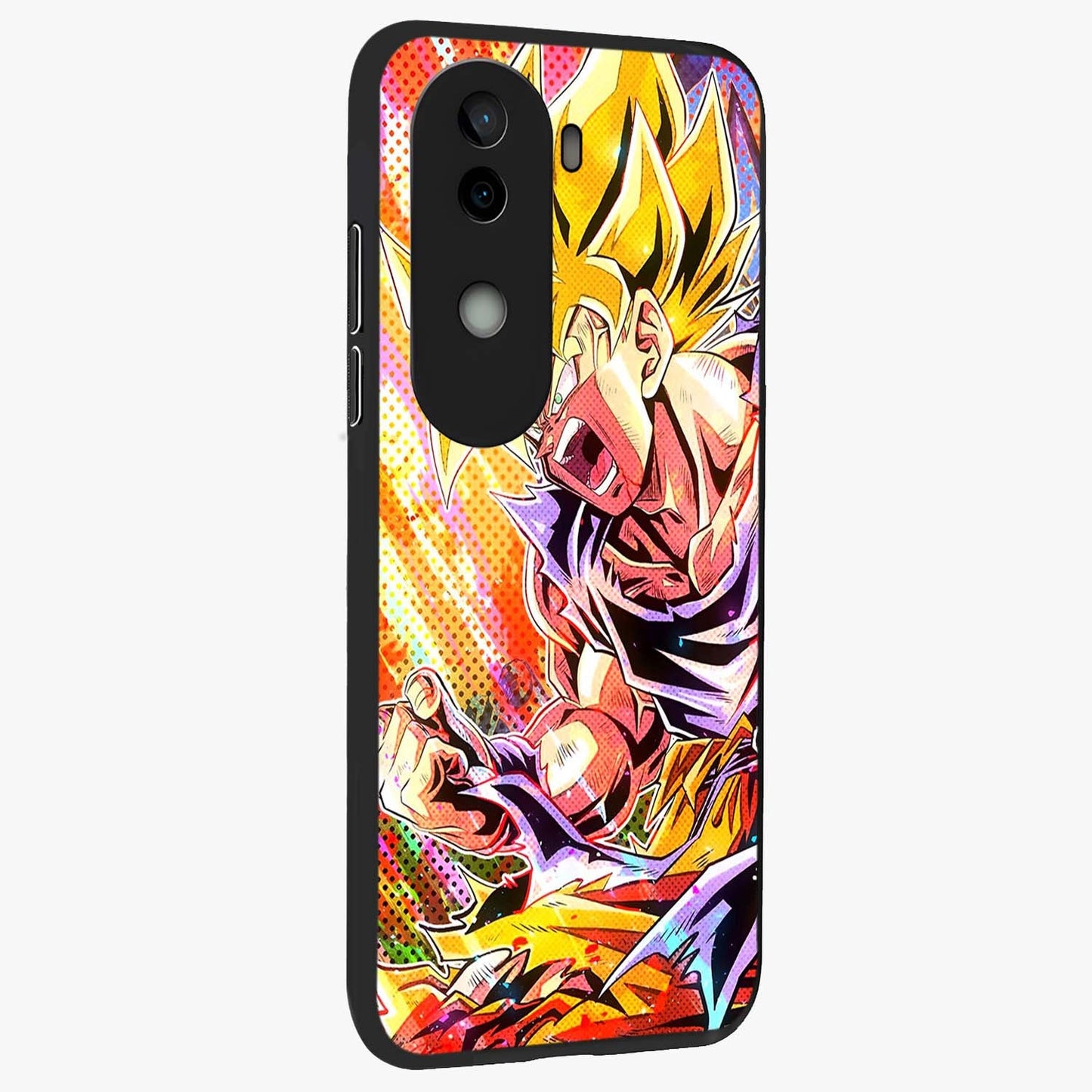 Firing Goku Glass Case upright view showcasing energetic anime artwork with bold warrior theme.