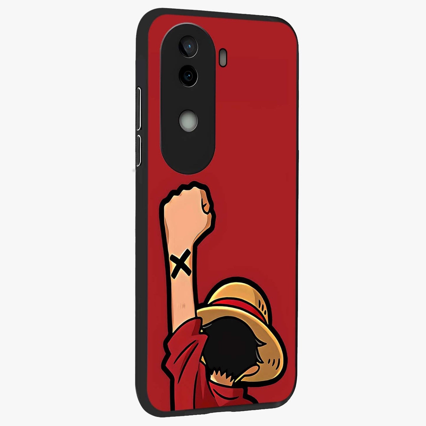 Luffy X Spirit Glass Case upright view showcasing striking anime artwork with adventurous character theme.