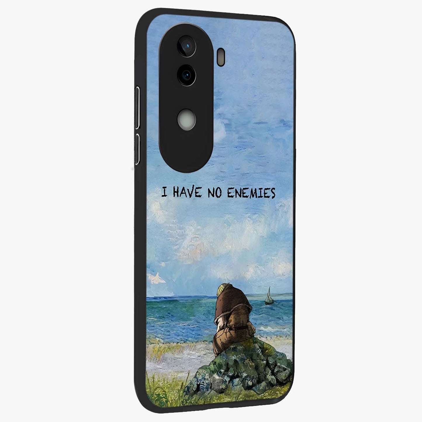 Peace Beyond War Glass Case upright view showcasing powerful peace symbol artwork with inspirational theme.