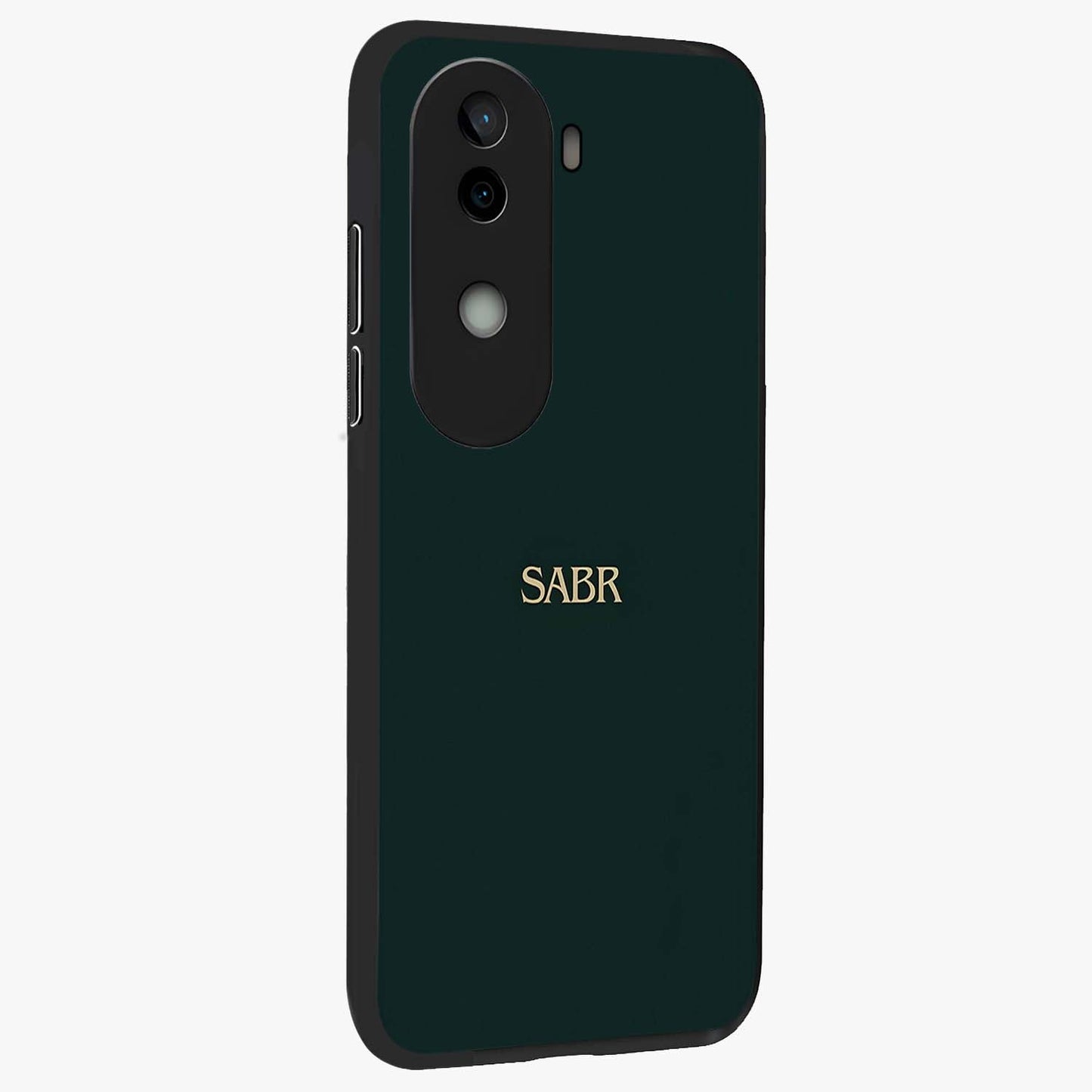 Sabr Minimal Patience Glass Case upright view showcasing calm minimalist artwork with motivational patience theme.