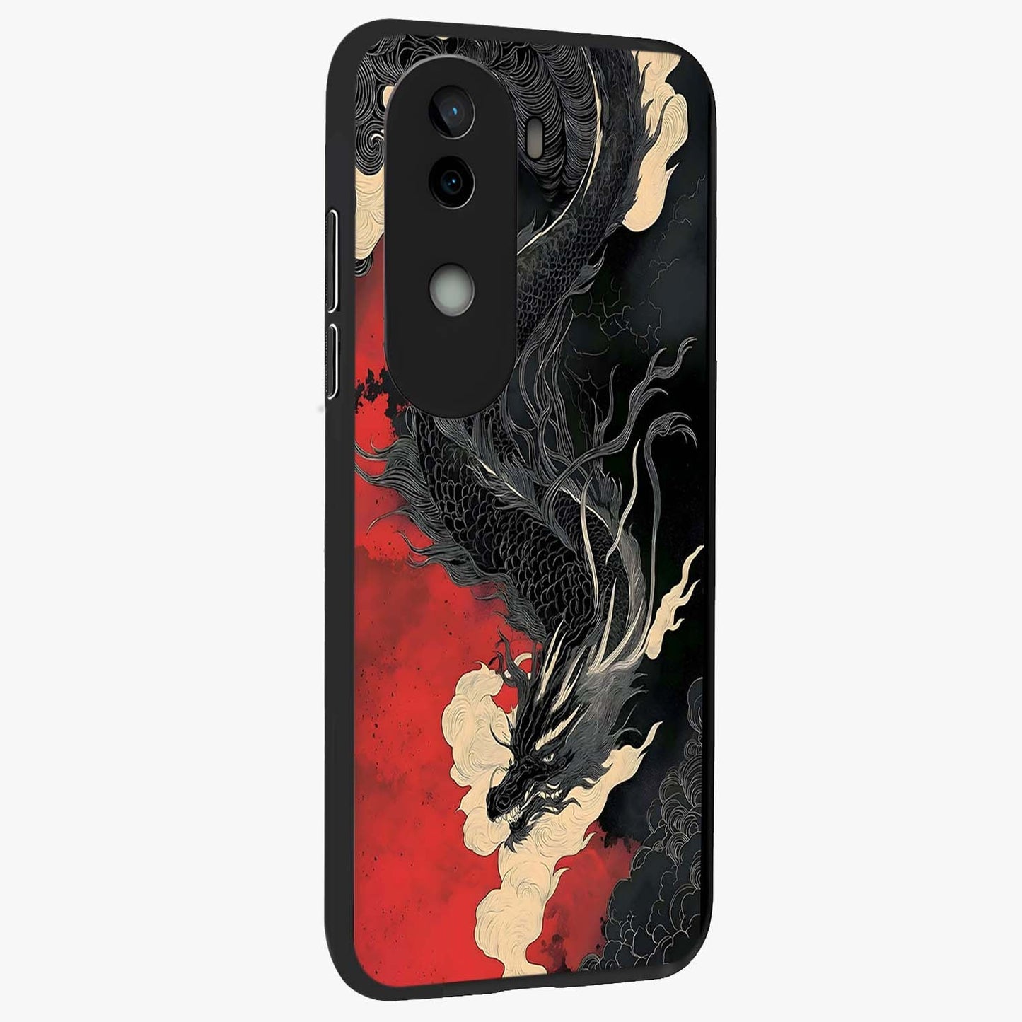 Shadow Dragon Fury Glass Case upright view showcasing intense dragon artwork with dramatic shadow theme.