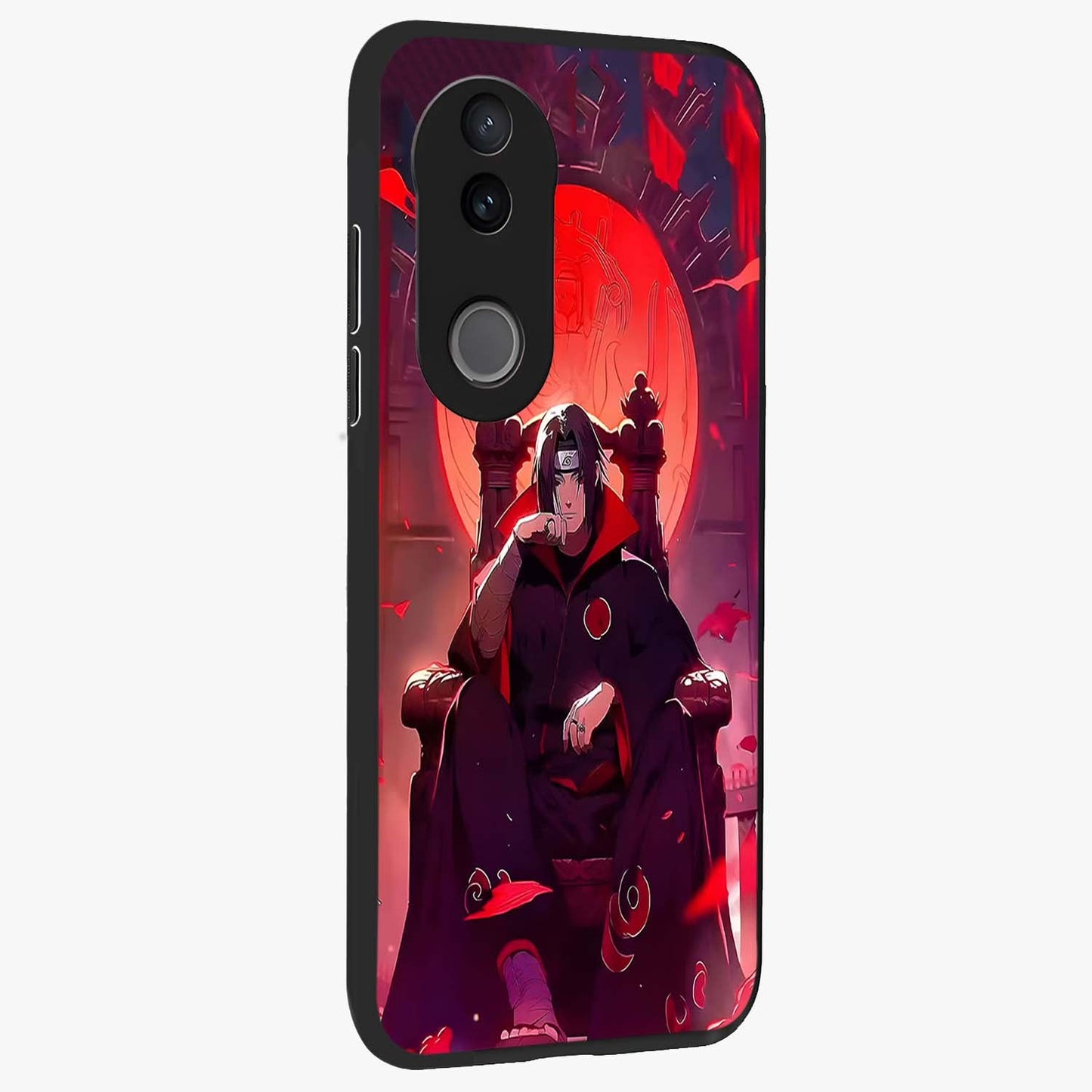 Blood Moon Sovereign Glass Case upright view showcasing powerful moon inspired artwork with cosmic aesthetic style.