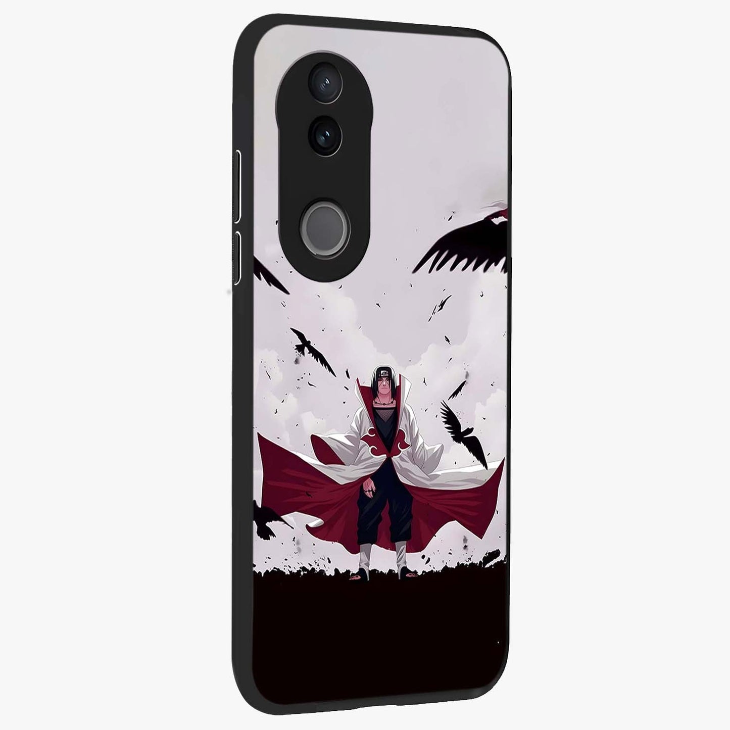 Crimson Crow Ascension Glass Case upright view showcasing dramatic crow artwork with bold gothic theme.
