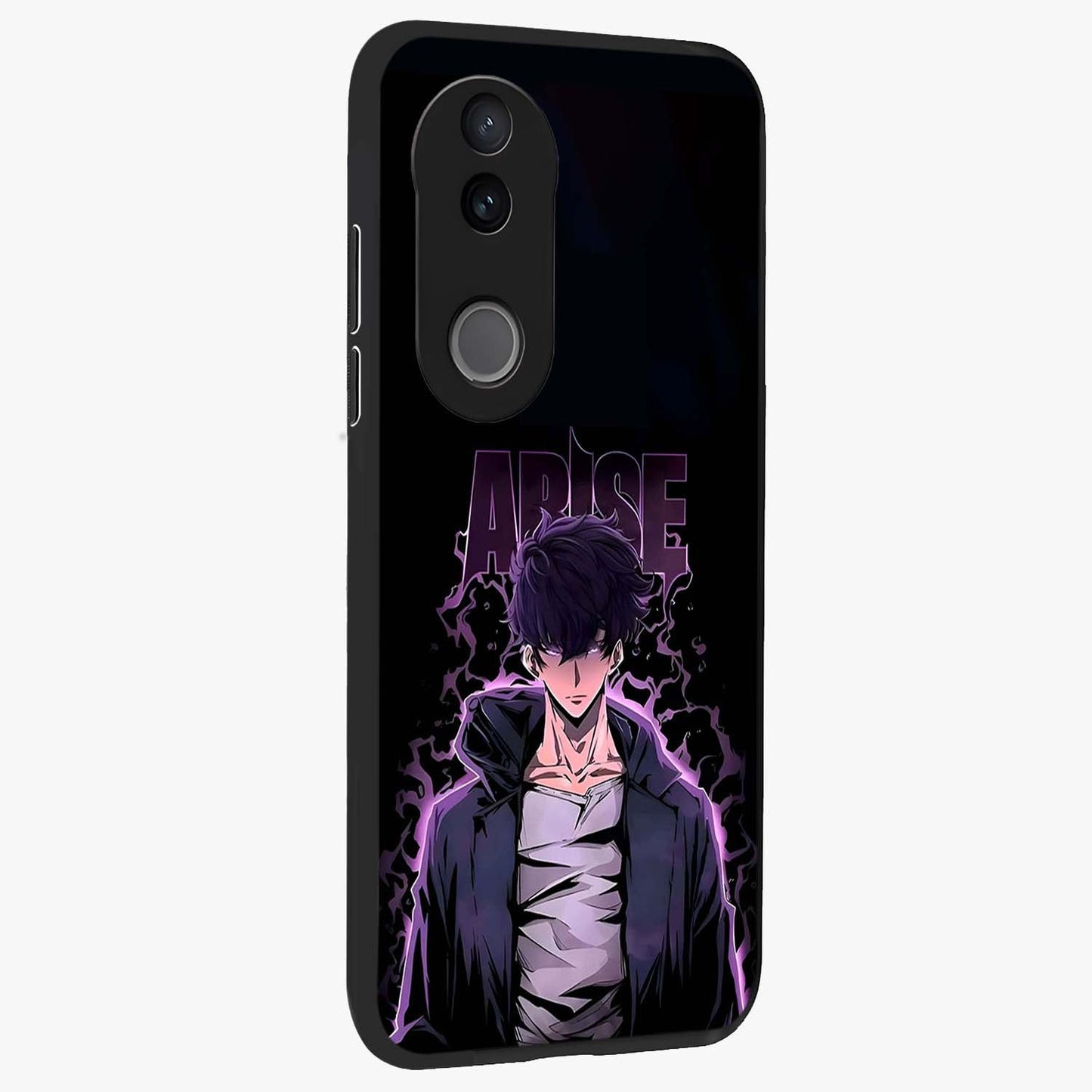 Shadow Monarch Awakening Glass Case upright view showcasing bold monarch artwork with mystical awakening theme.