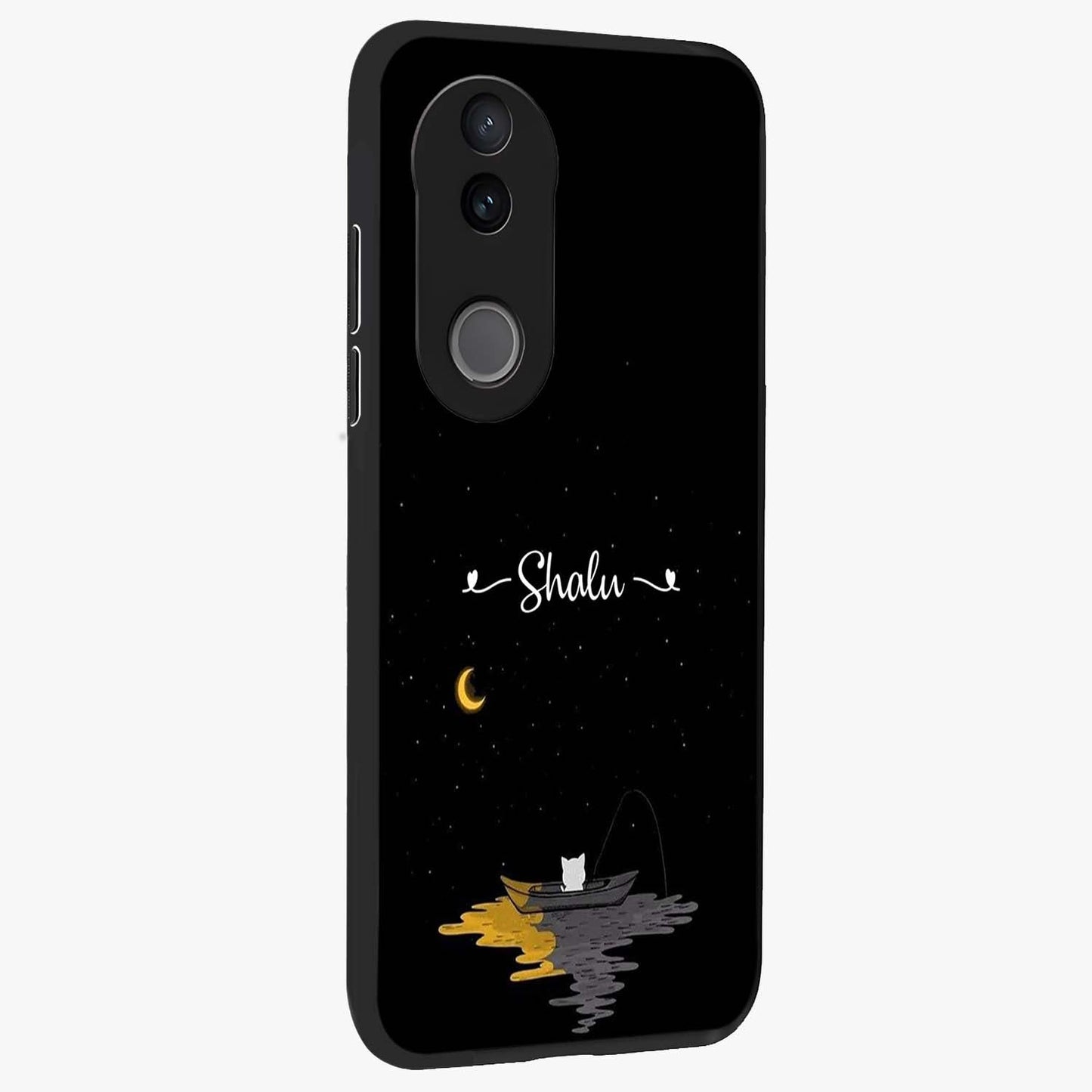Silent Night Row Glass Case upright view showcasing tranquil night artwork with serene landscape theme.