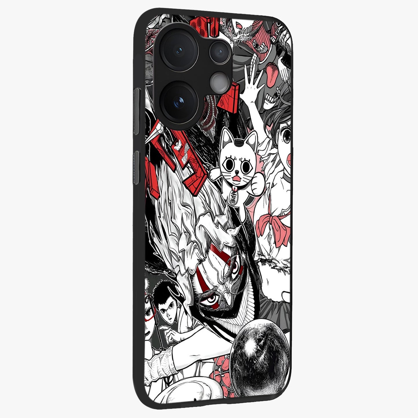 Crimson Chaos Panel Glass Case upright view showcasing intense crimson artwork with dramatic aesthetic style.