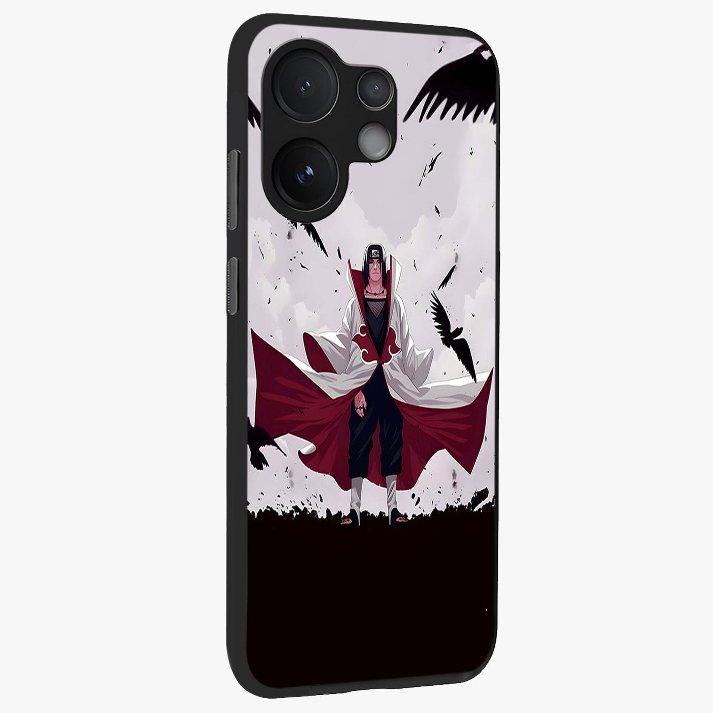 Crimson Crow Ascension Glass Case upright view showcasing dramatic crow artwork with bold gothic theme.