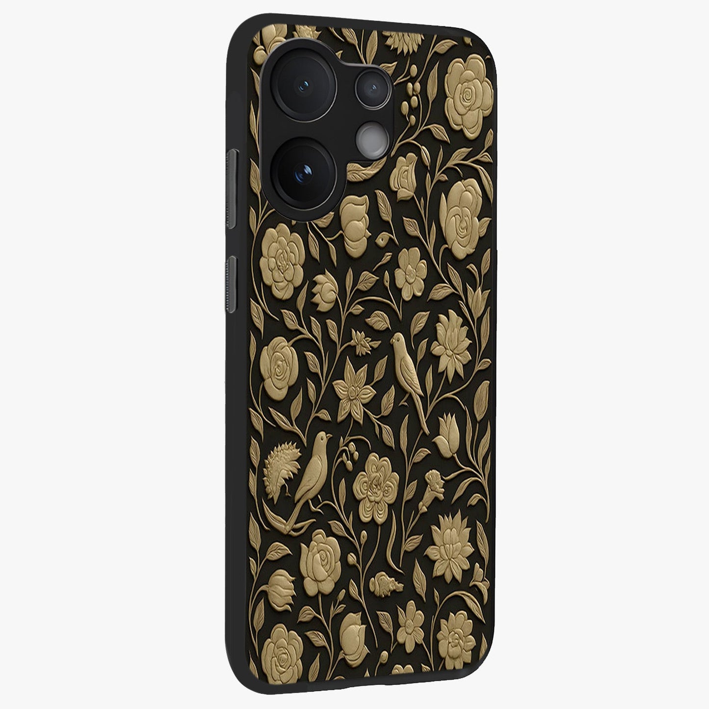 Golden Evil Eye Mandala Glass Case upright view showcasing decorative evil eye mandala artwork with spiritual aesthetic style.