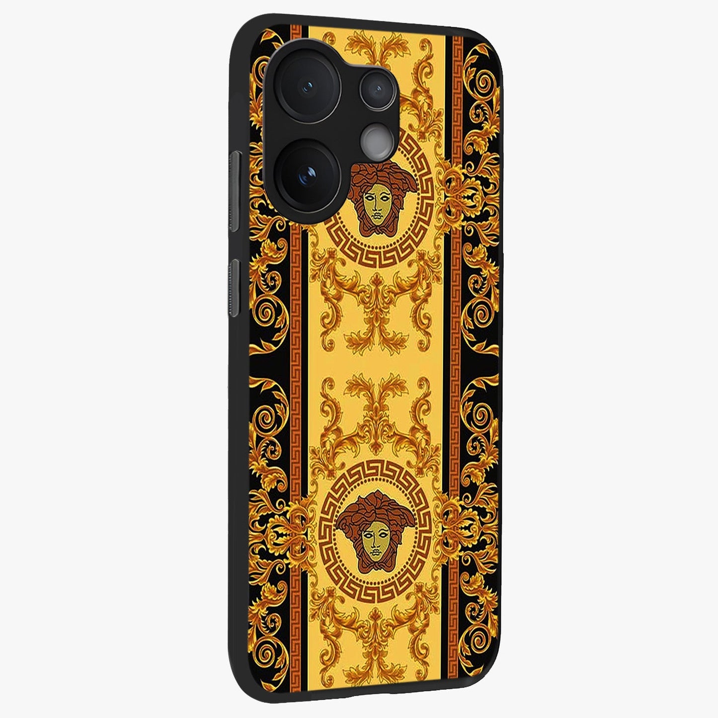 Golden Lotus Glow Glass Case upright view showcasing luminous lotus artwork with peaceful divine theme.
