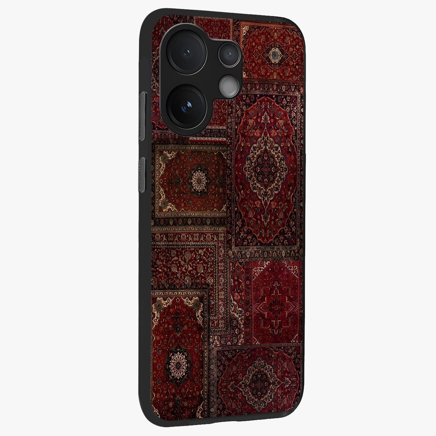 Persian Velvet Tale Glass Case upright view showcasing elegant Persian artwork with classic heritage theme.