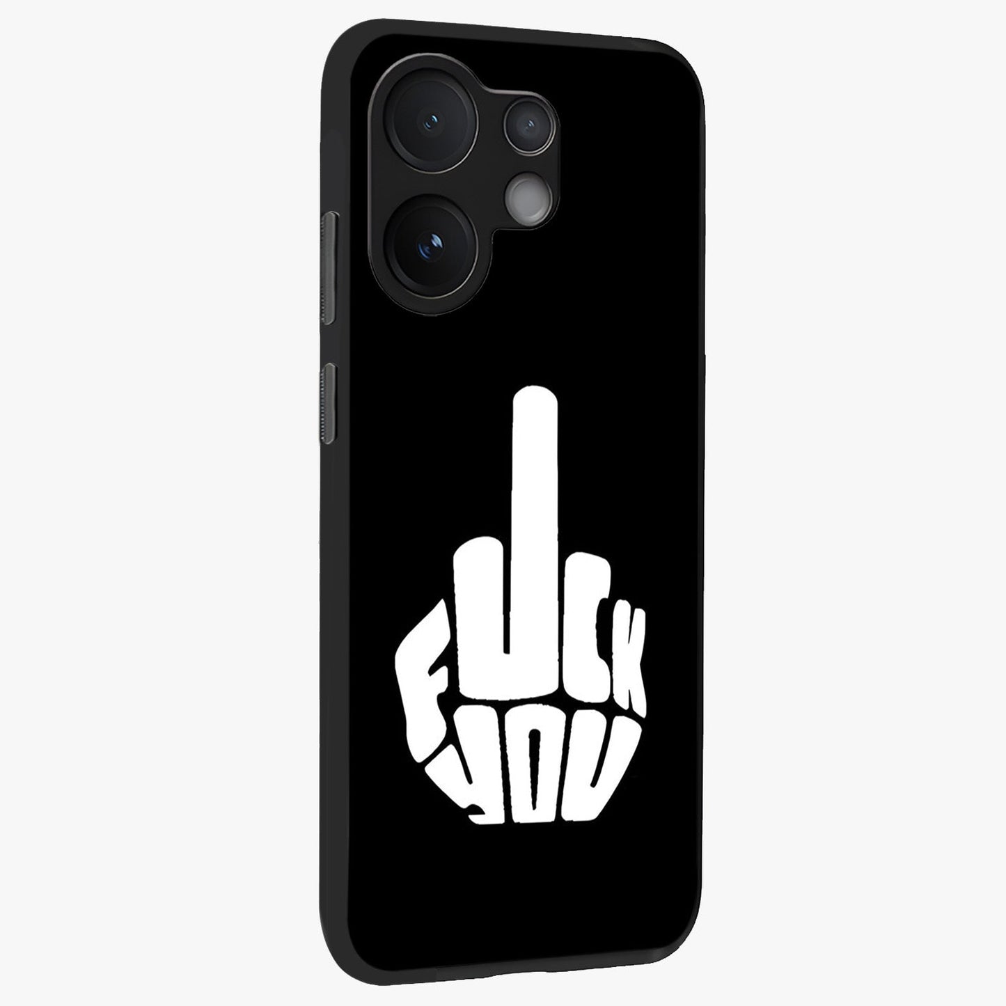 Rebel Mode On Glass Case upright view showcasing striking statement artwork with bold rebellious theme.