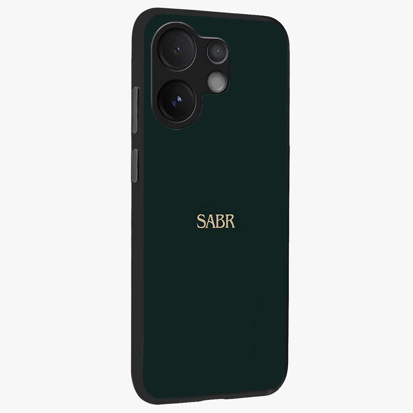 Sabr Minimal Patience Glass Case upright view showcasing calm minimalist artwork with motivational patience theme.