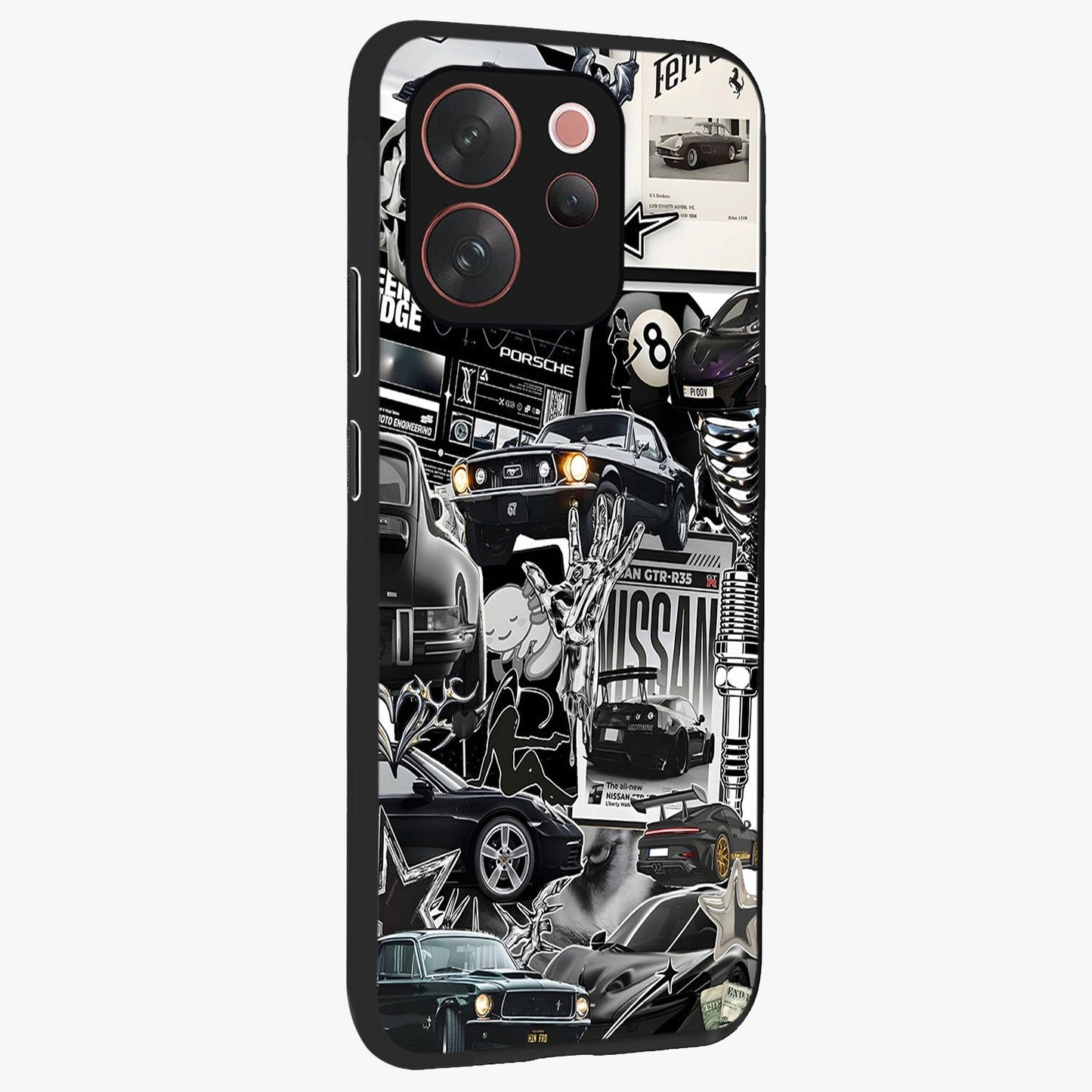 Aesthetic Dark Love Glass Case upright view showcasing dramatic romantic artwork with modern aesthetic style.