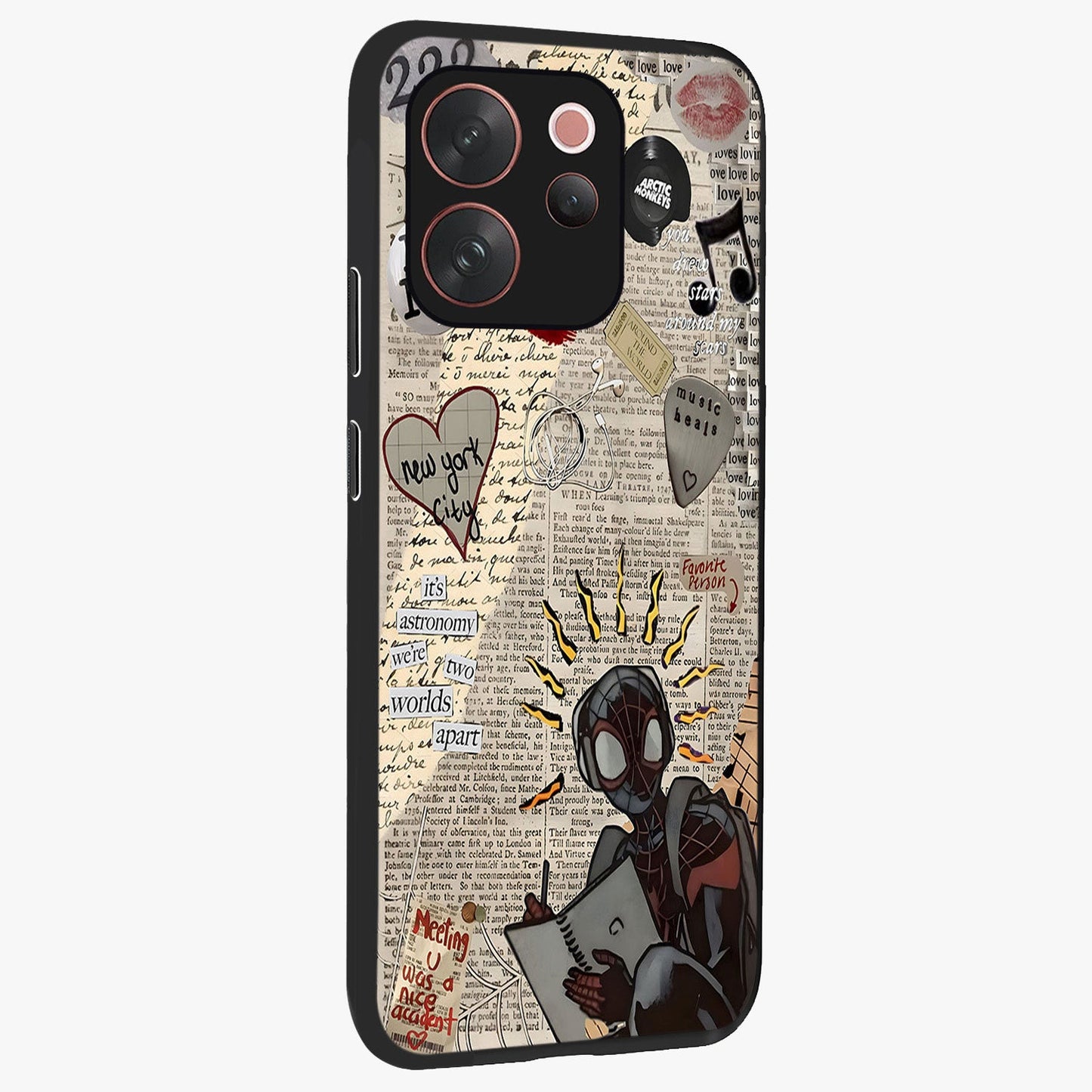 City Dream Sketch Glass Case upright view showcasing urban skyline artwork with stylish hand drawn design.