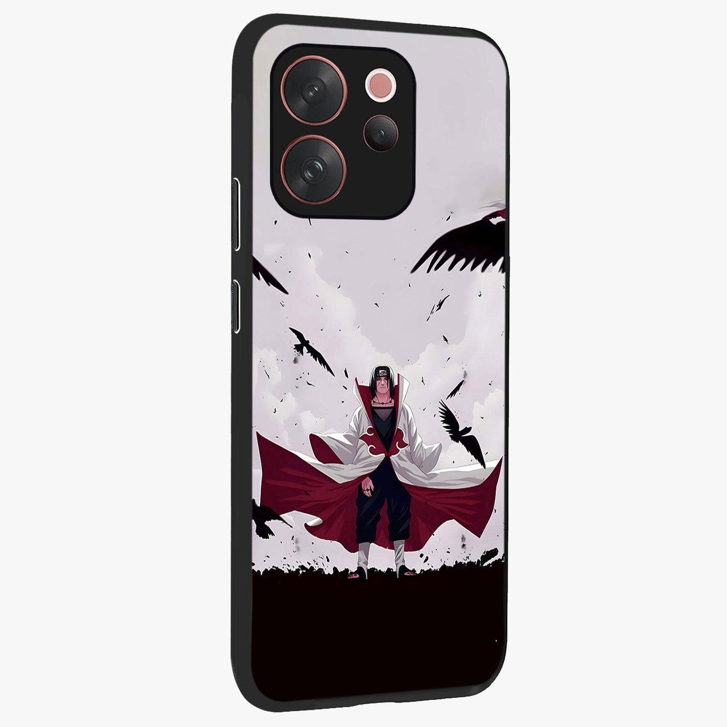 Crimson Crow Ascension Glass Case upright view showcasing dramatic crow artwork with bold gothic theme.