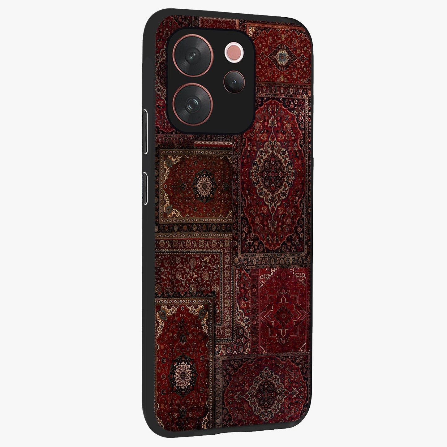 Persian Velvet Tale Glass Case upright view showcasing elegant Persian artwork with classic heritage theme.