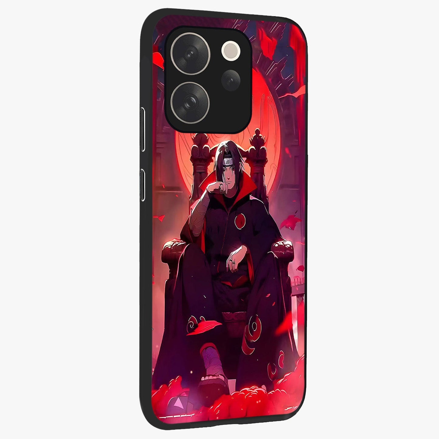 Blood Moon Sovereign Glass Case upright view showcasing powerful moon inspired artwork with cosmic aesthetic style.